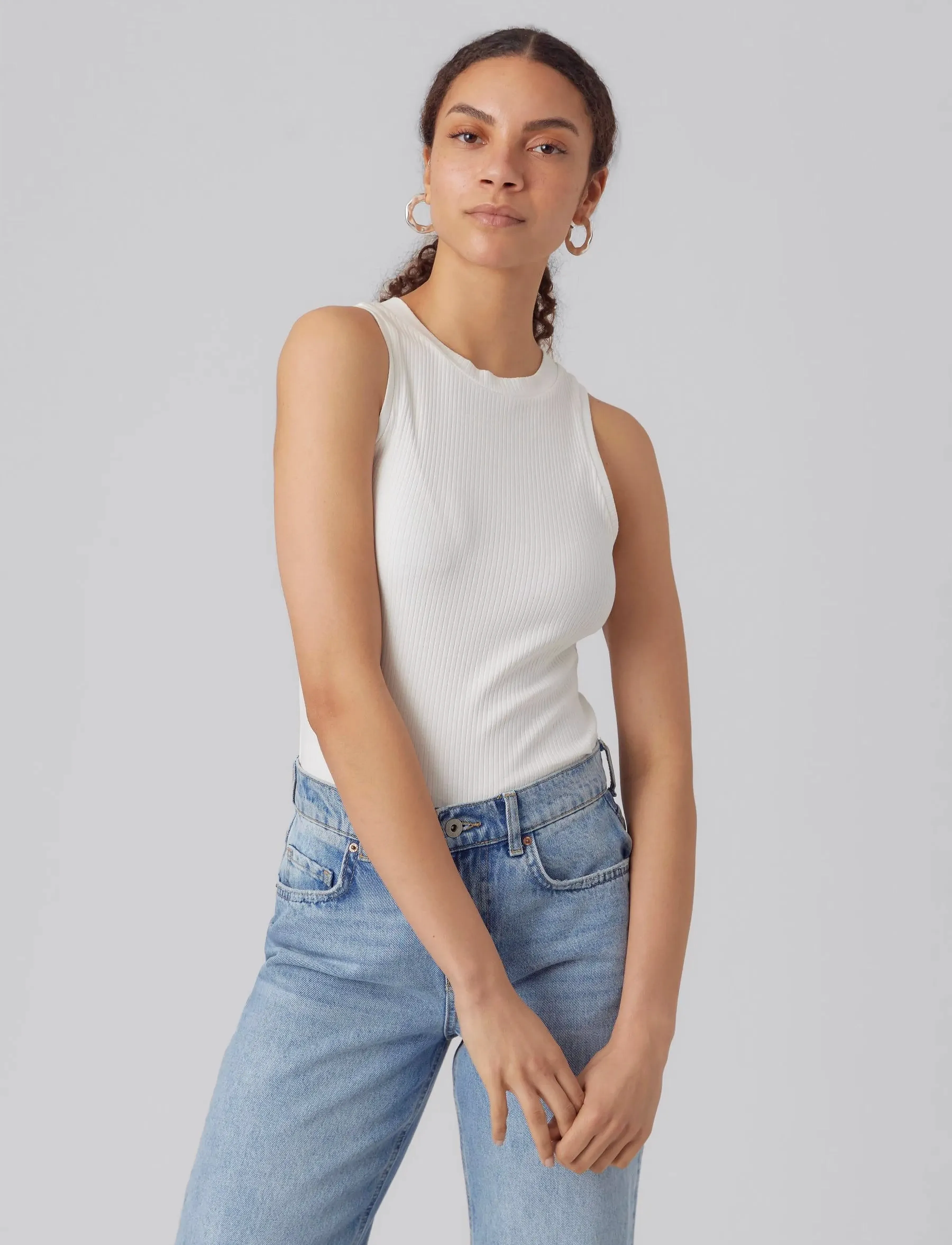 Vero Moda - VMLAVENDER SL TOP VMA JRS NOOS - hihattomat paidat - snow white - 2