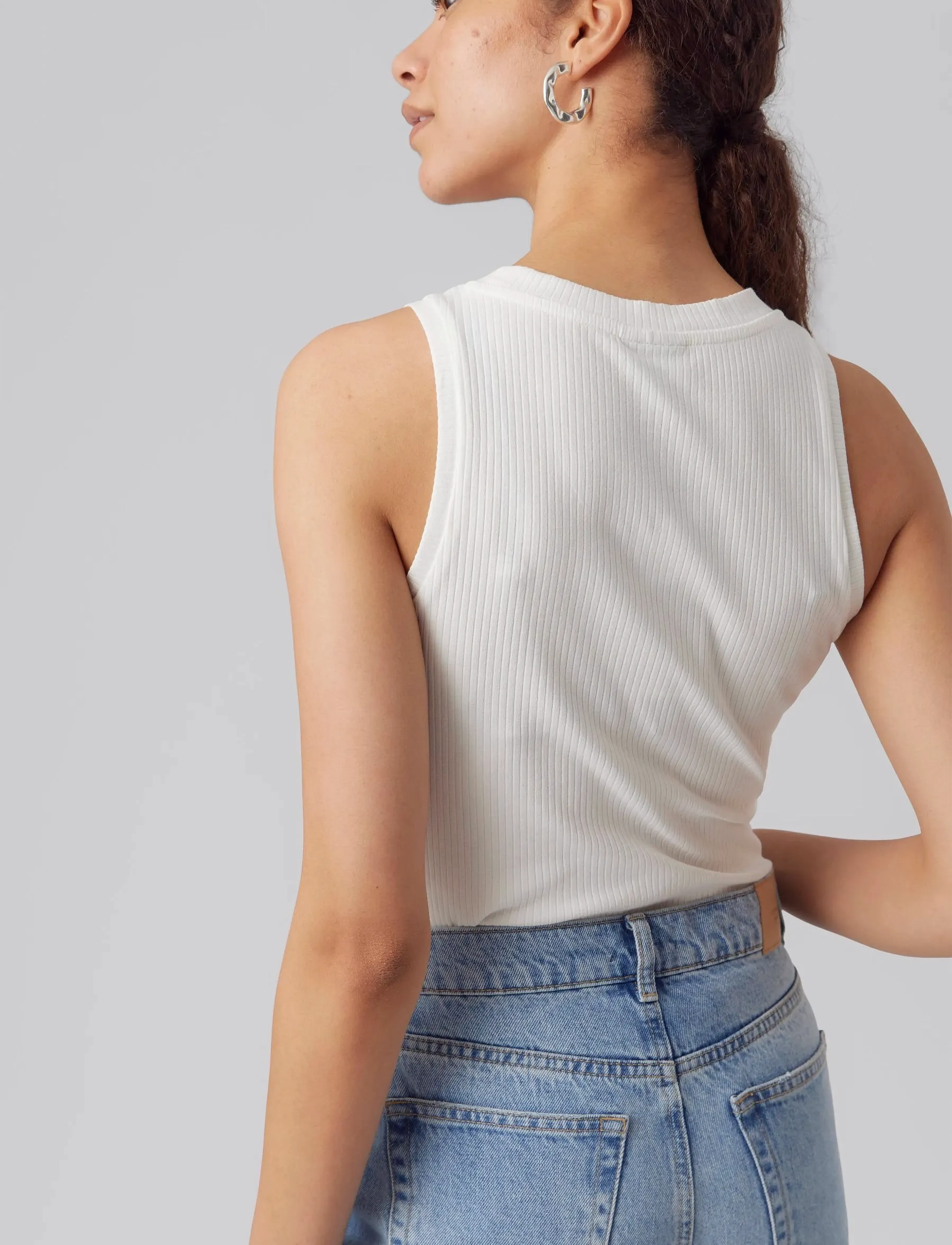 Vero Moda - VMLAVENDER SL TOP VMA JRS NOOS - hihattomat paidat - snow white - 5