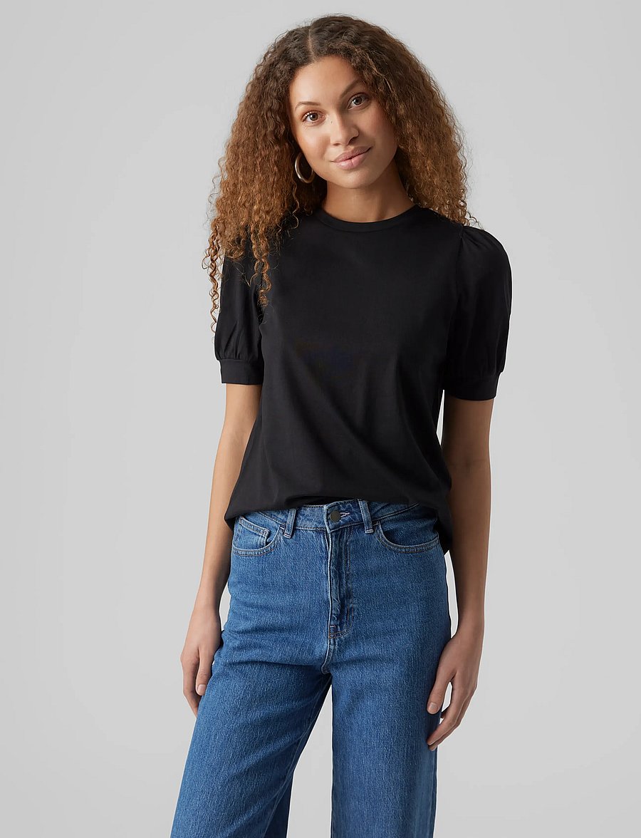 Vero Moda - AWKERRY 2/4 O-NECK TOP NOOS - t-shirts - black - 3