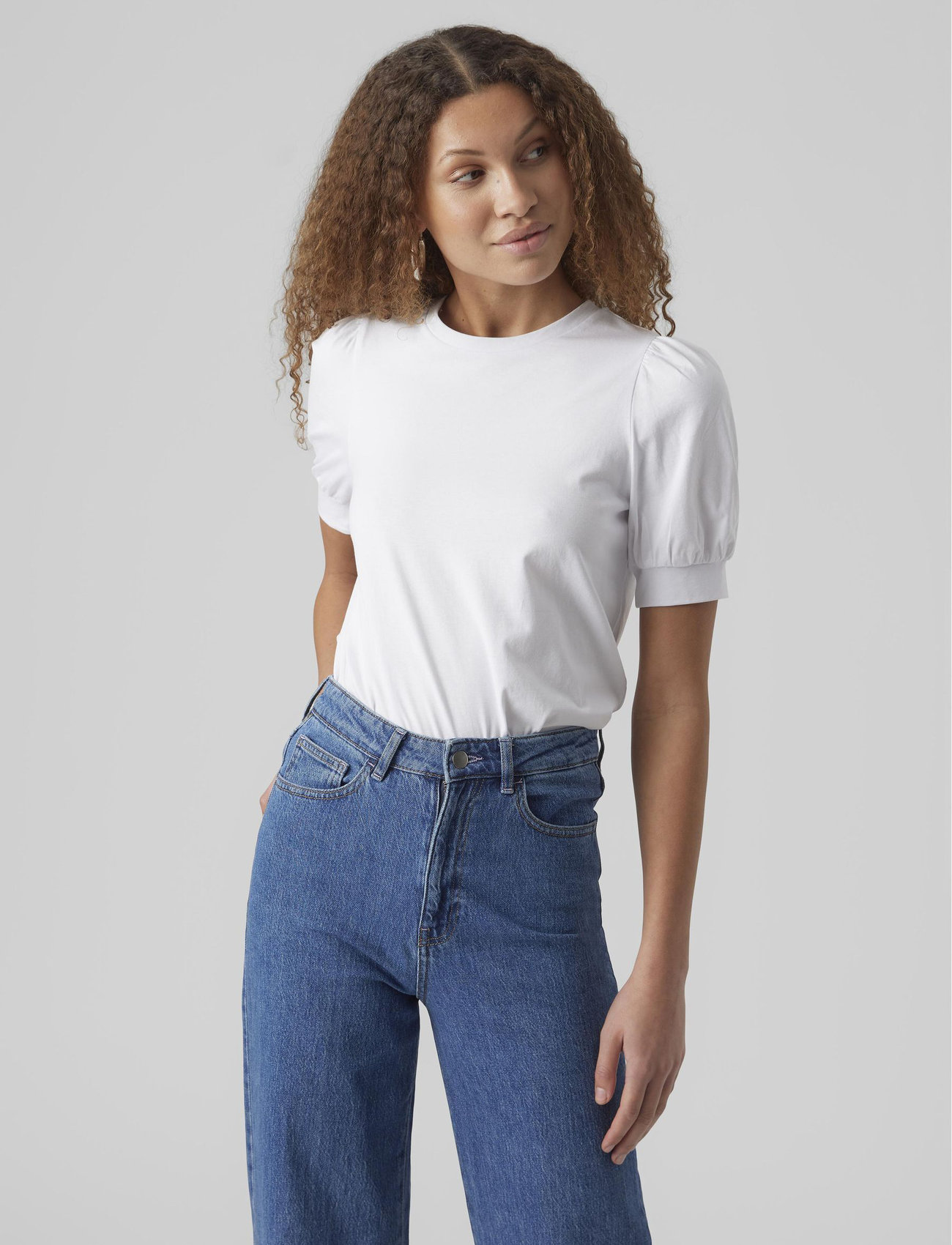 Vero Moda - AWKERRY 2/4 O-NECK TOP NOOS - t-shirts - bright white - 0