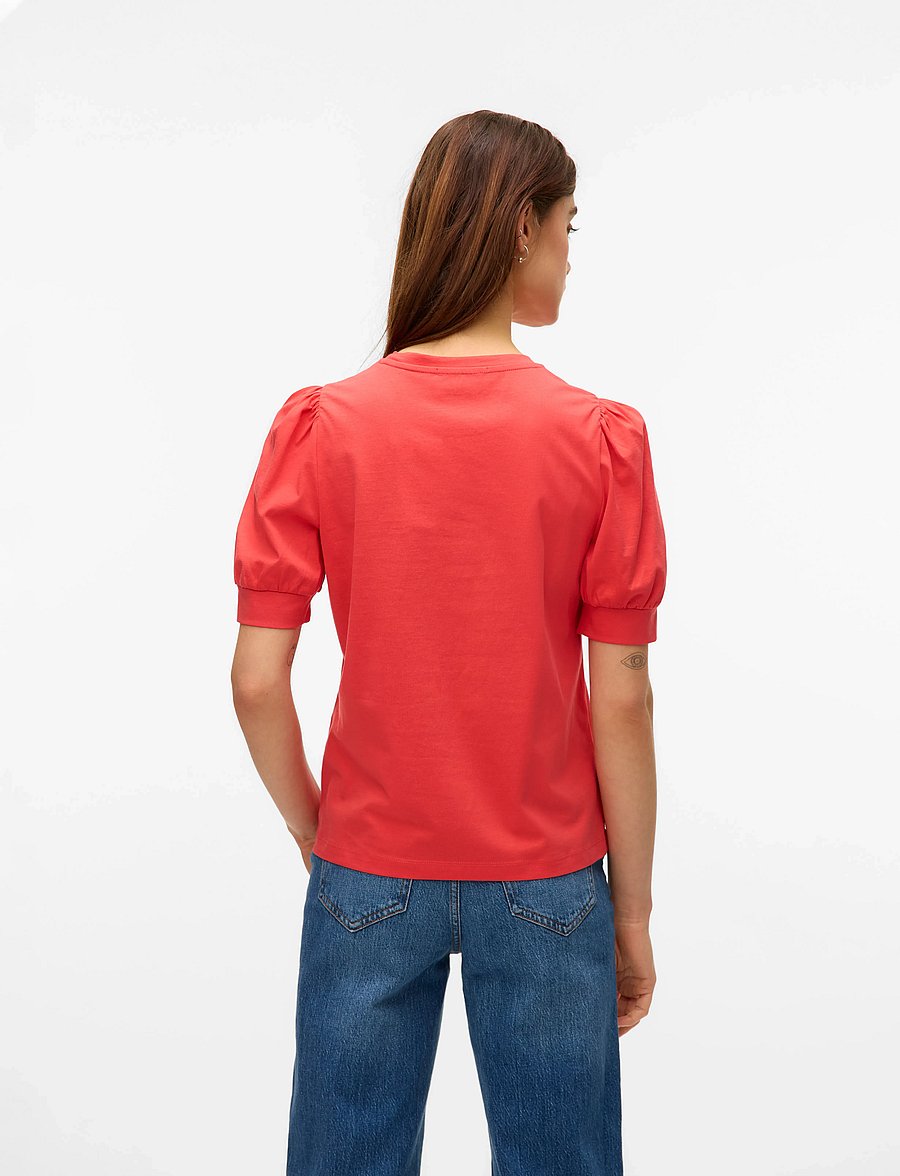 Vero Moda - AWKERRY 2/4 O-NECK TOP NOOS - t-särgid - cayenne - 2