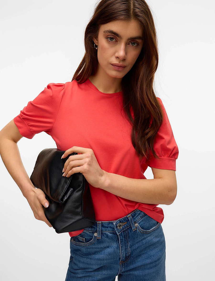 Vero Moda - AWKERRY 2/4 O-NECK TOP NOOS - t-särgid - cayenne - 3