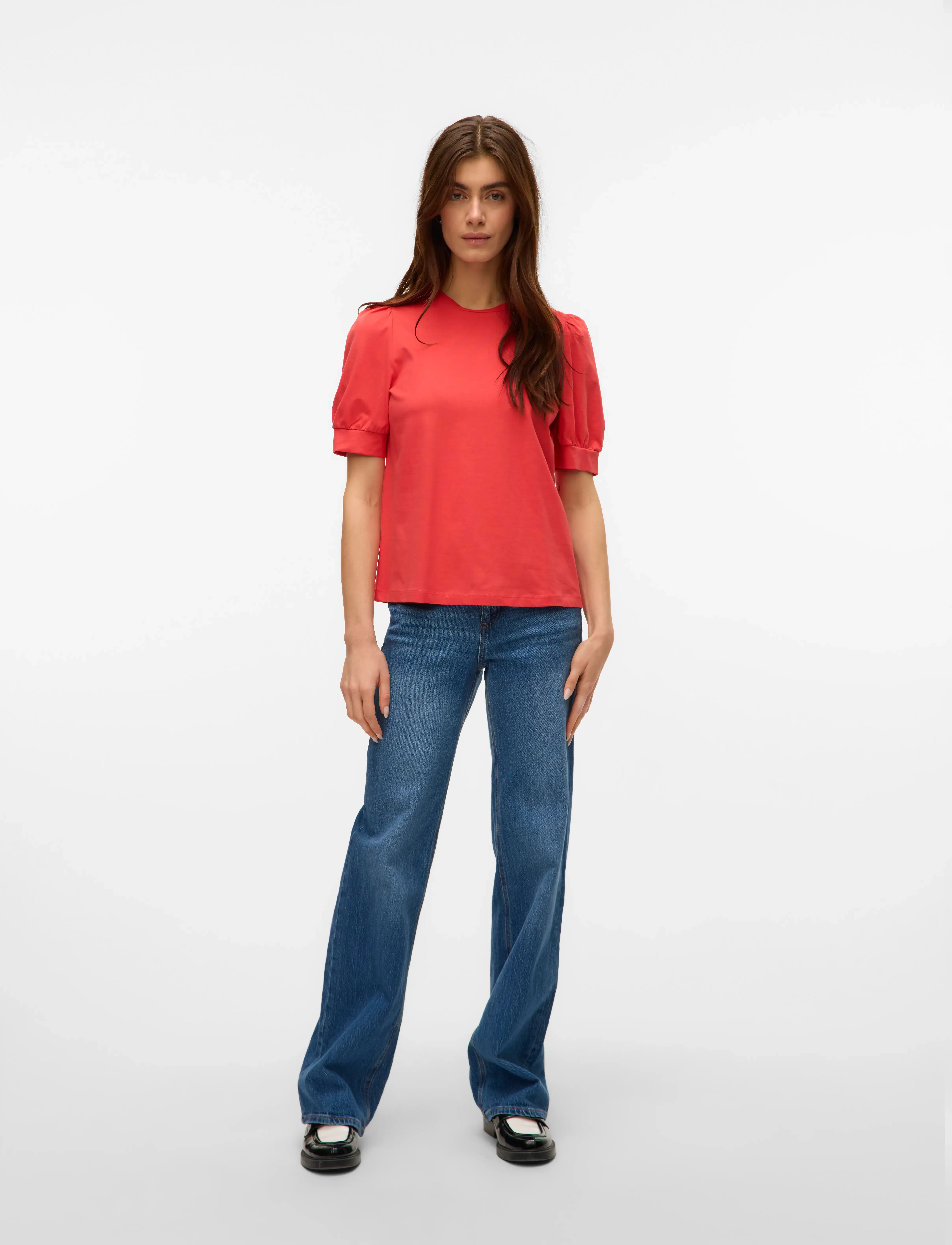 Vero Moda - AWKERRY 2/4 O-NECK TOP NOOS - t-särgid - cayenne - 5