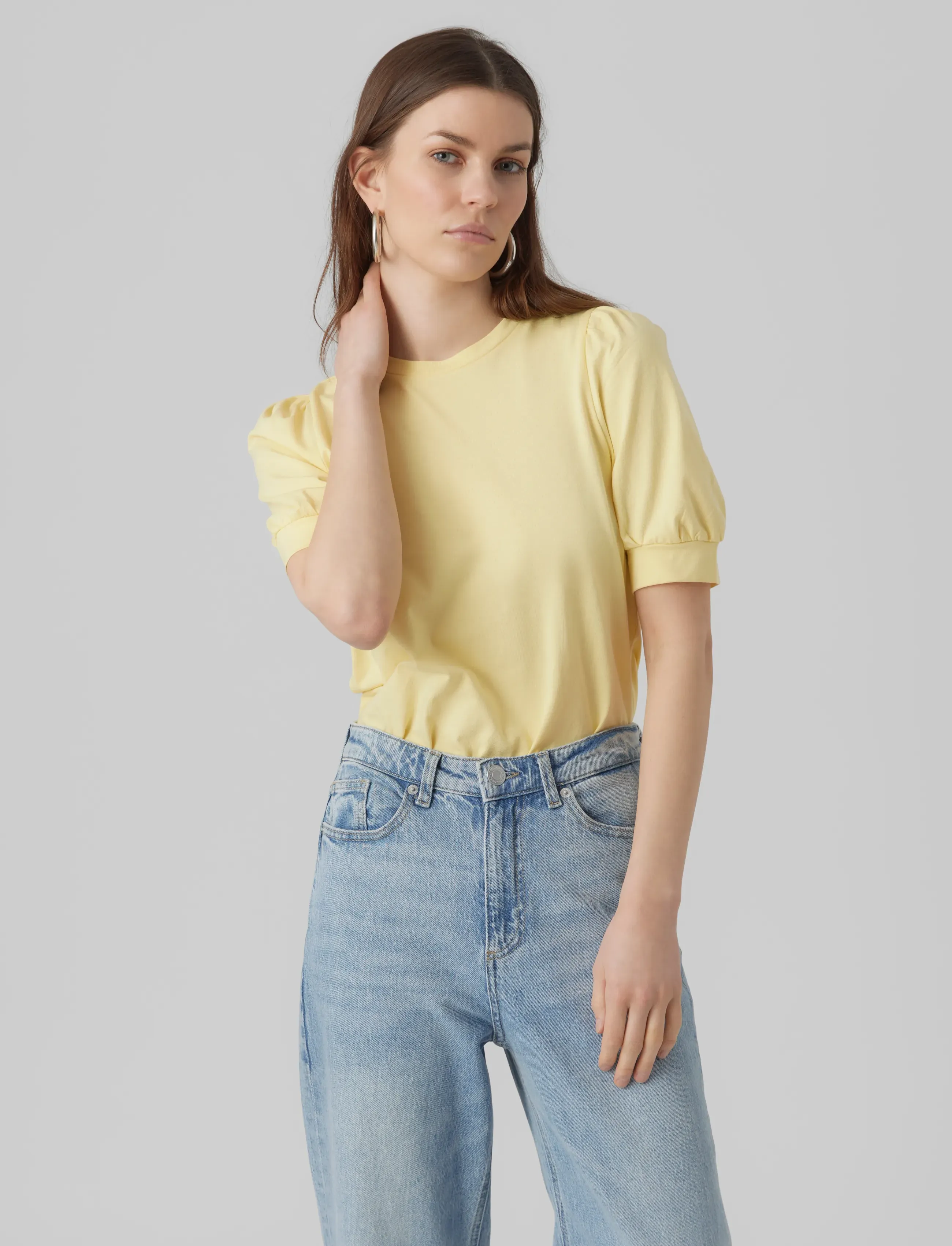 Vero Moda AWKERRY 2/4 O-NECK TOP NOOS - T-shirts - LEMON MERINGUE / yellow