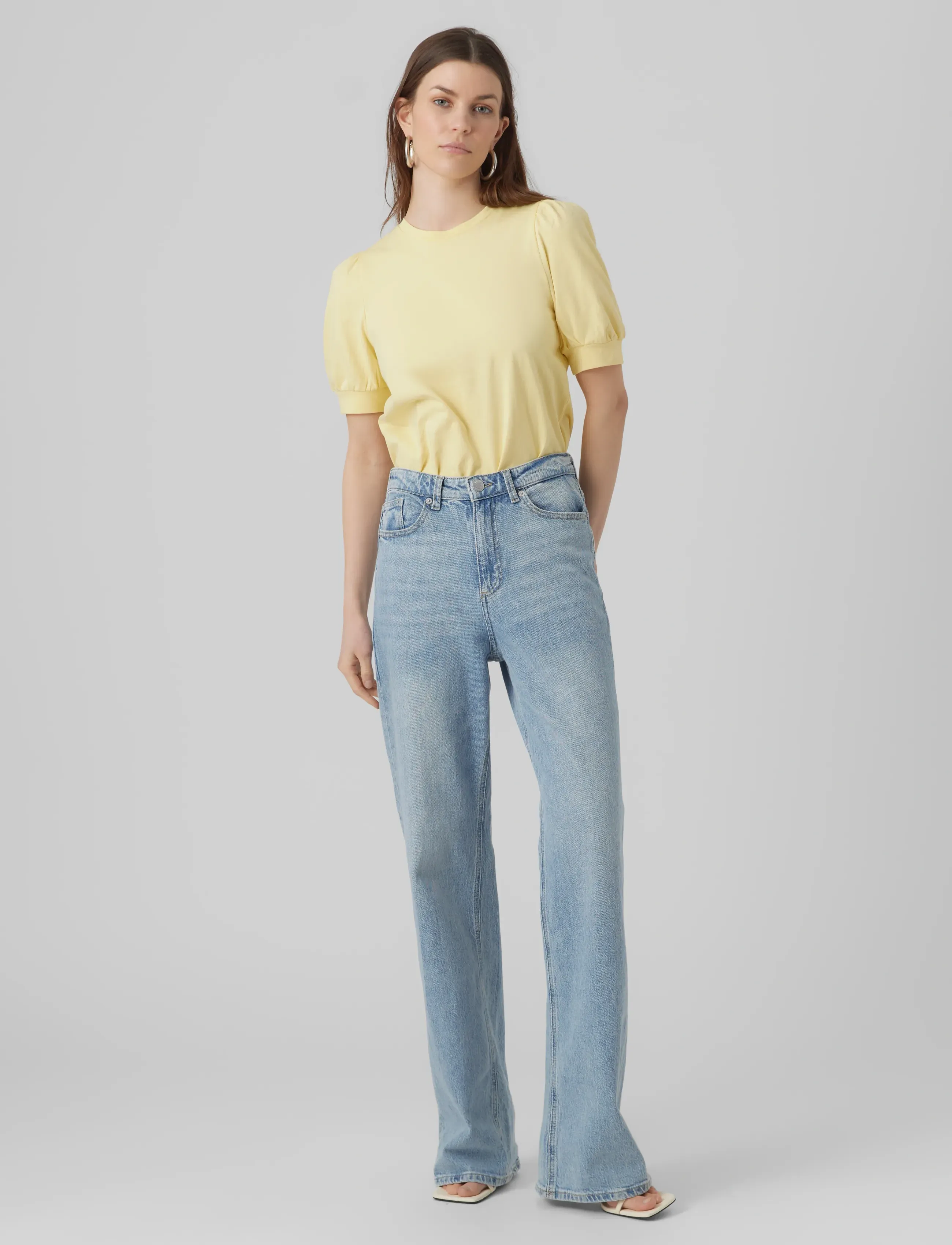Vero Moda - AWKERRY 2/4 O-NECK TOP NOOS - t-shirts - lemon meringue - 3