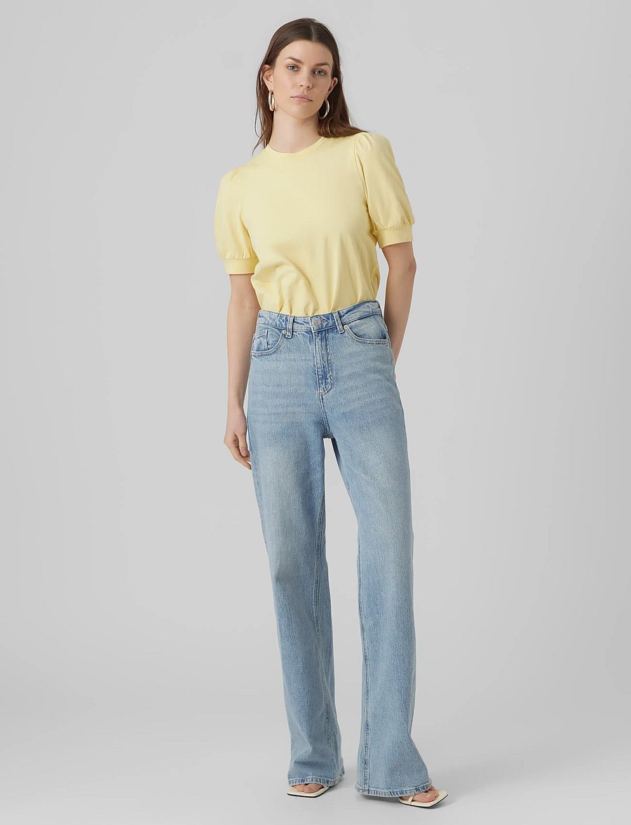 Vero Moda - AWKERRY 2/4 O-NECK TOP NOOS - t-särgid - lemon meringue - 3