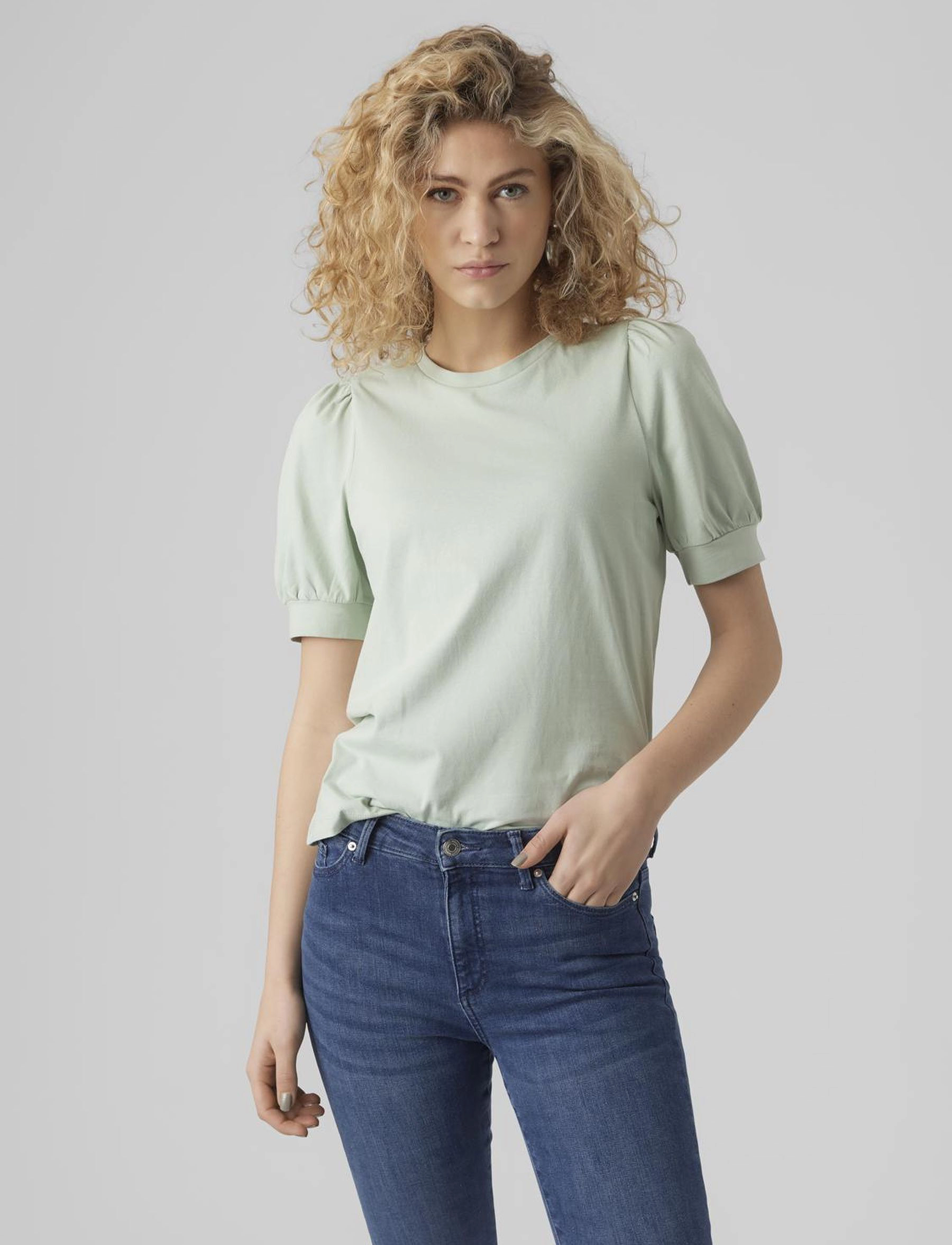 Vero Moda Awkerry 2/4 O-Neck Top Noos, L, Green, T-Shirts & Toppe > Kortærmede, Dame