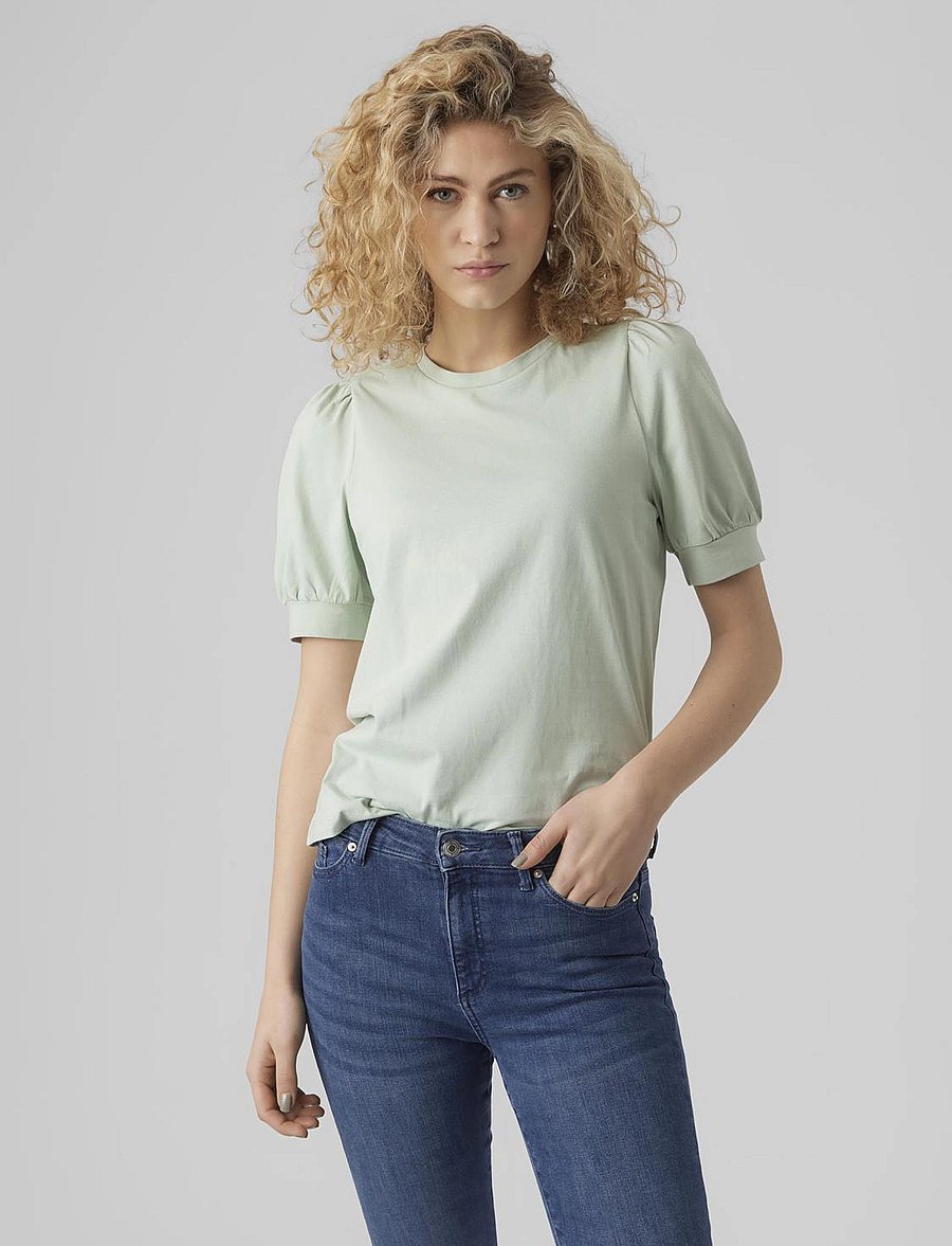 Vero Moda - AWKERRY 2/4 O-NECK TOP NOOS - t-särgid - silt green - 0
