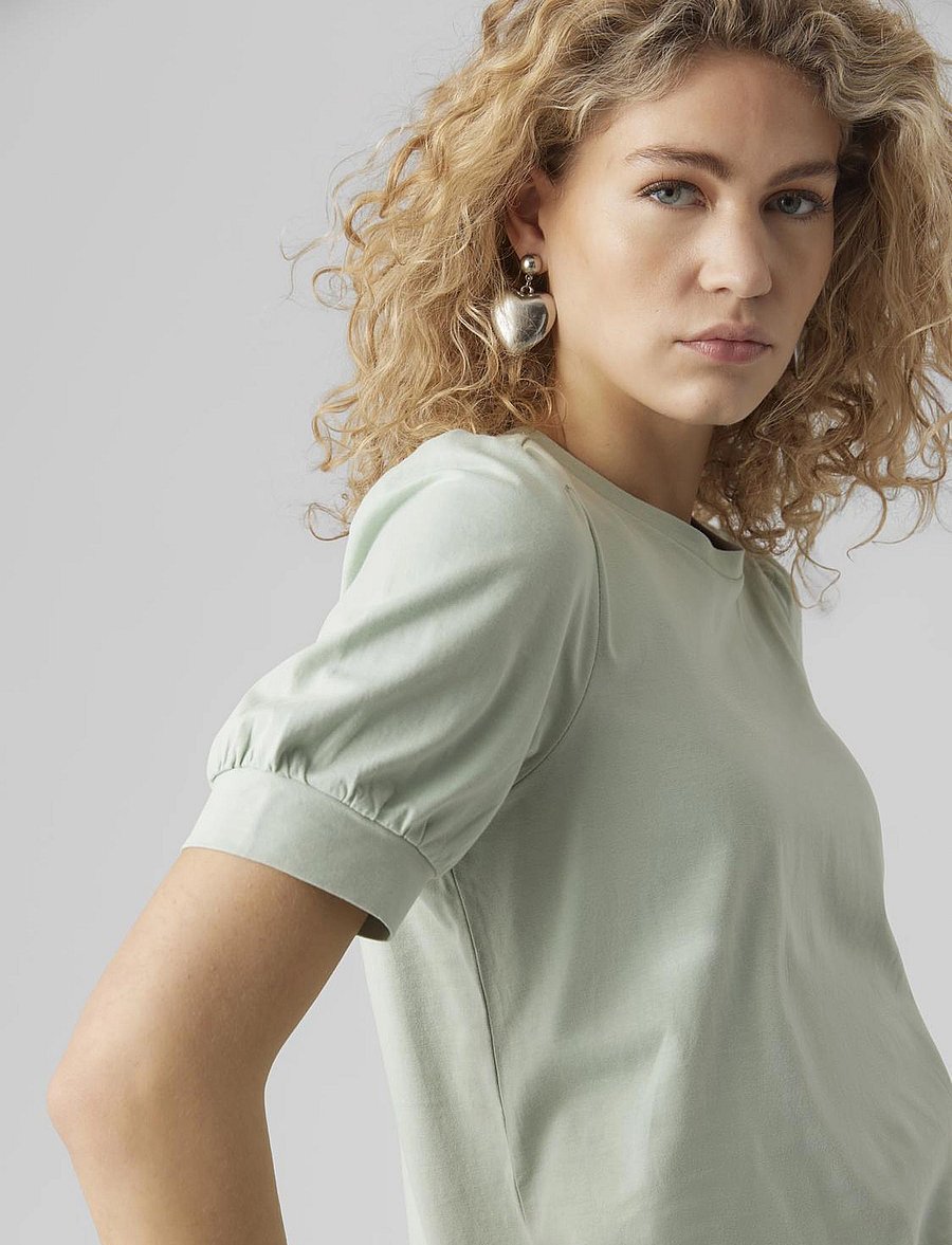 Vero Moda - AWKERRY 2/4 O-NECK TOP NOOS - t-särgid - silt green - 4