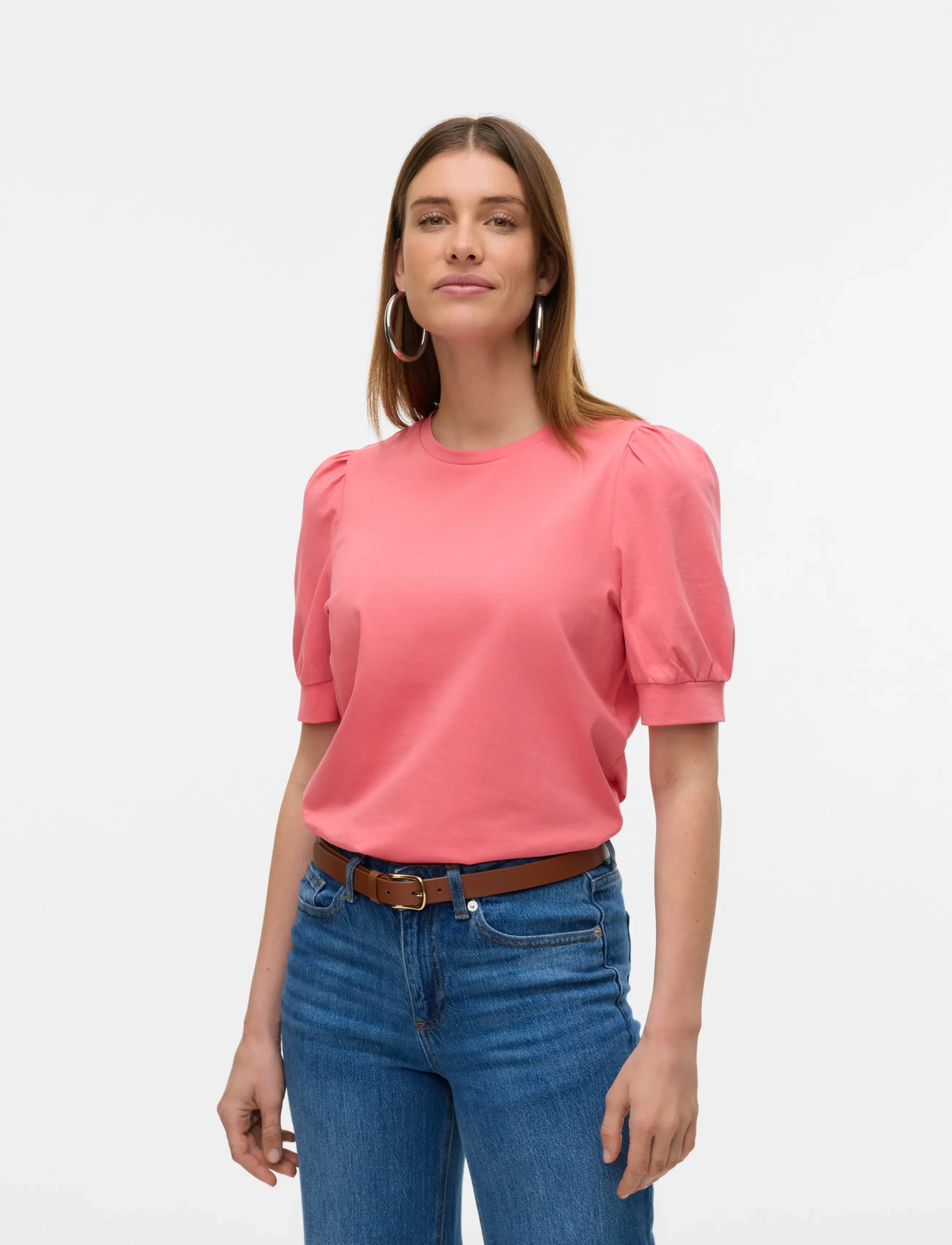 Vero Moda Awkerry 2/4 O-Neck Top Noos, L, Coral, T-Shirts & Toppe > Kortærmede, Dame