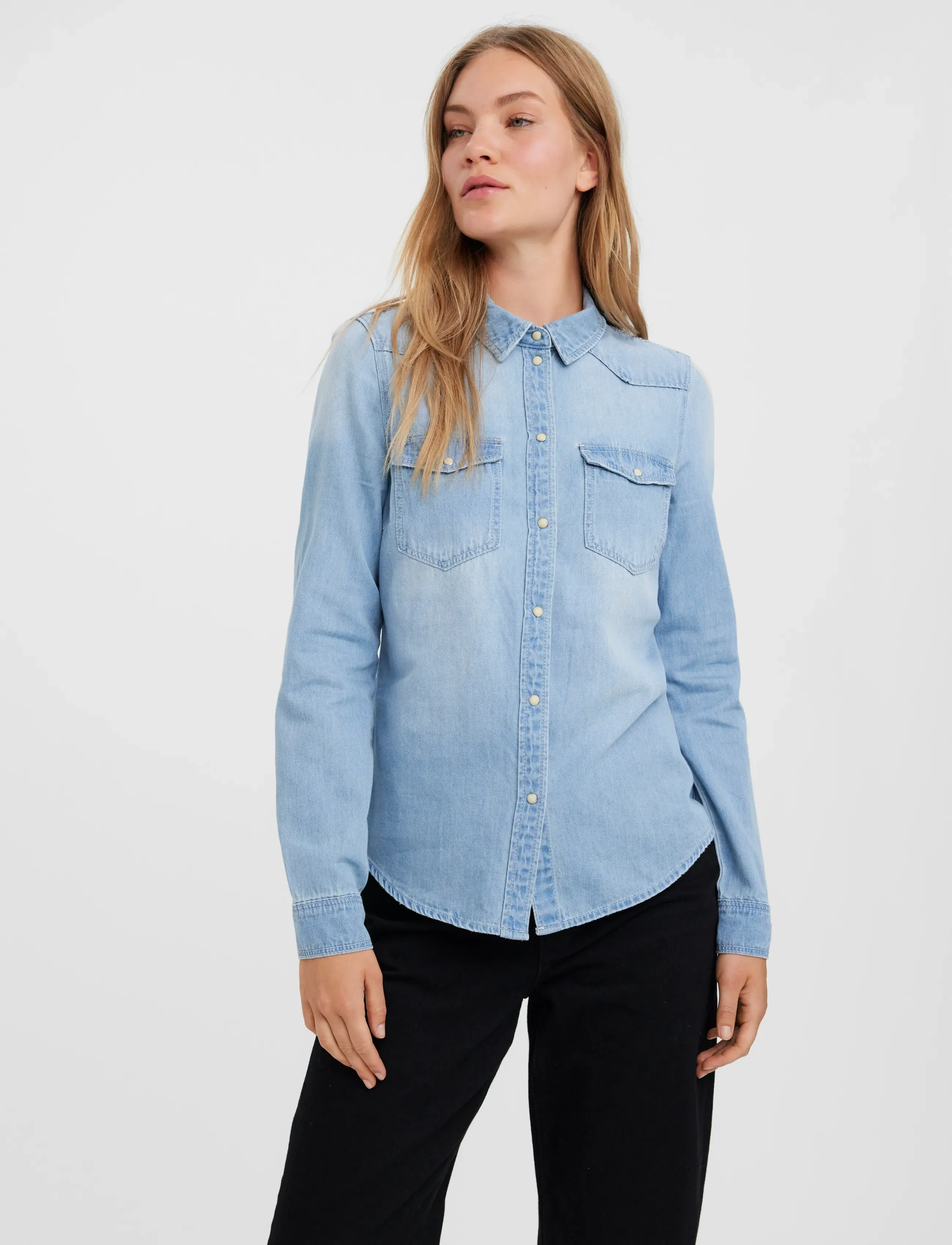 Vero Moda VMMARIA LS DENIM SLIM SHIRT MIX NEW NOOS - Shirts - LIGHT BLUE DENIM / blue