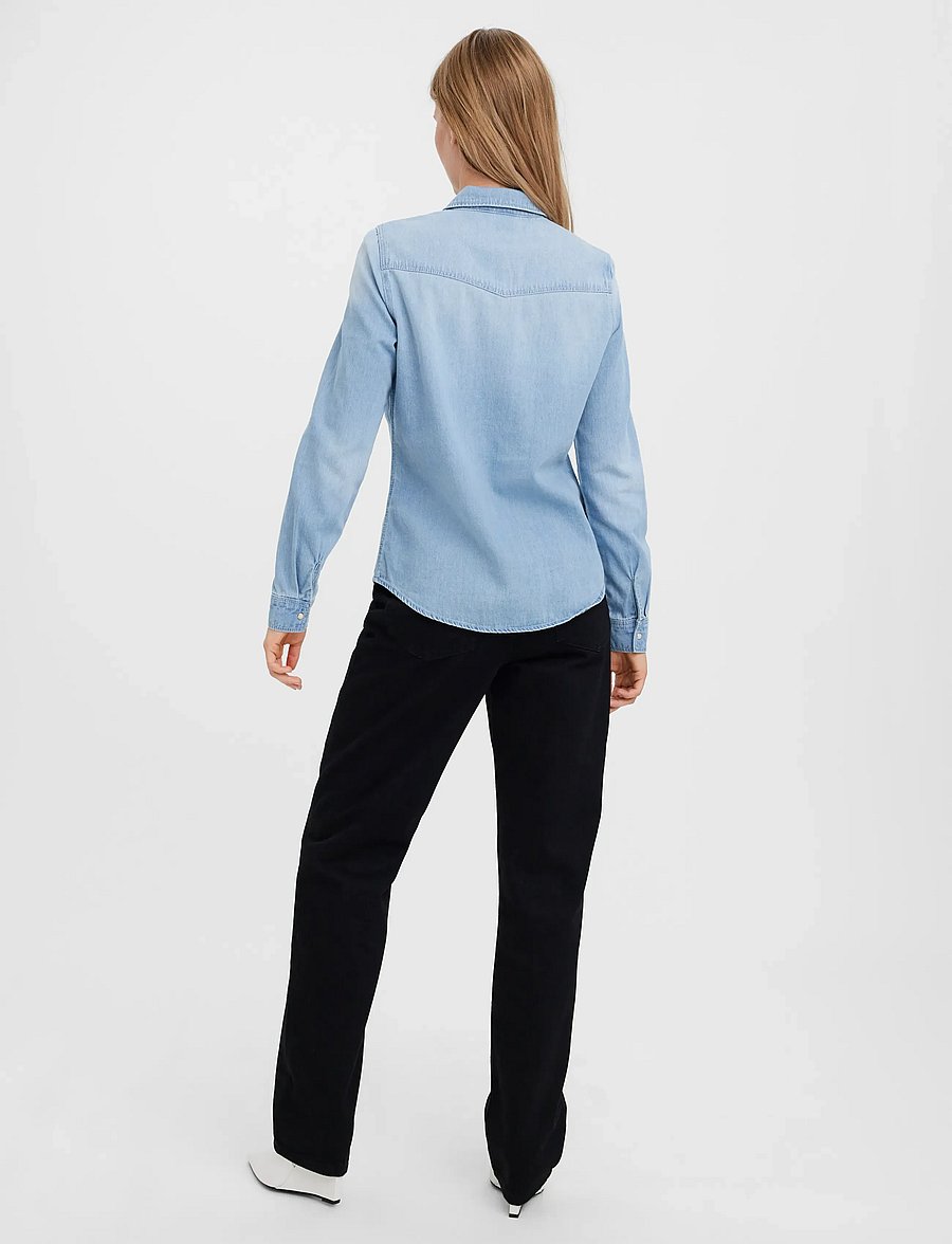 Vero Moda - VMMARIA LS DENIM SLIM SHIRT MIX NEW NOOS - jeanshemden - light blue denim - 3