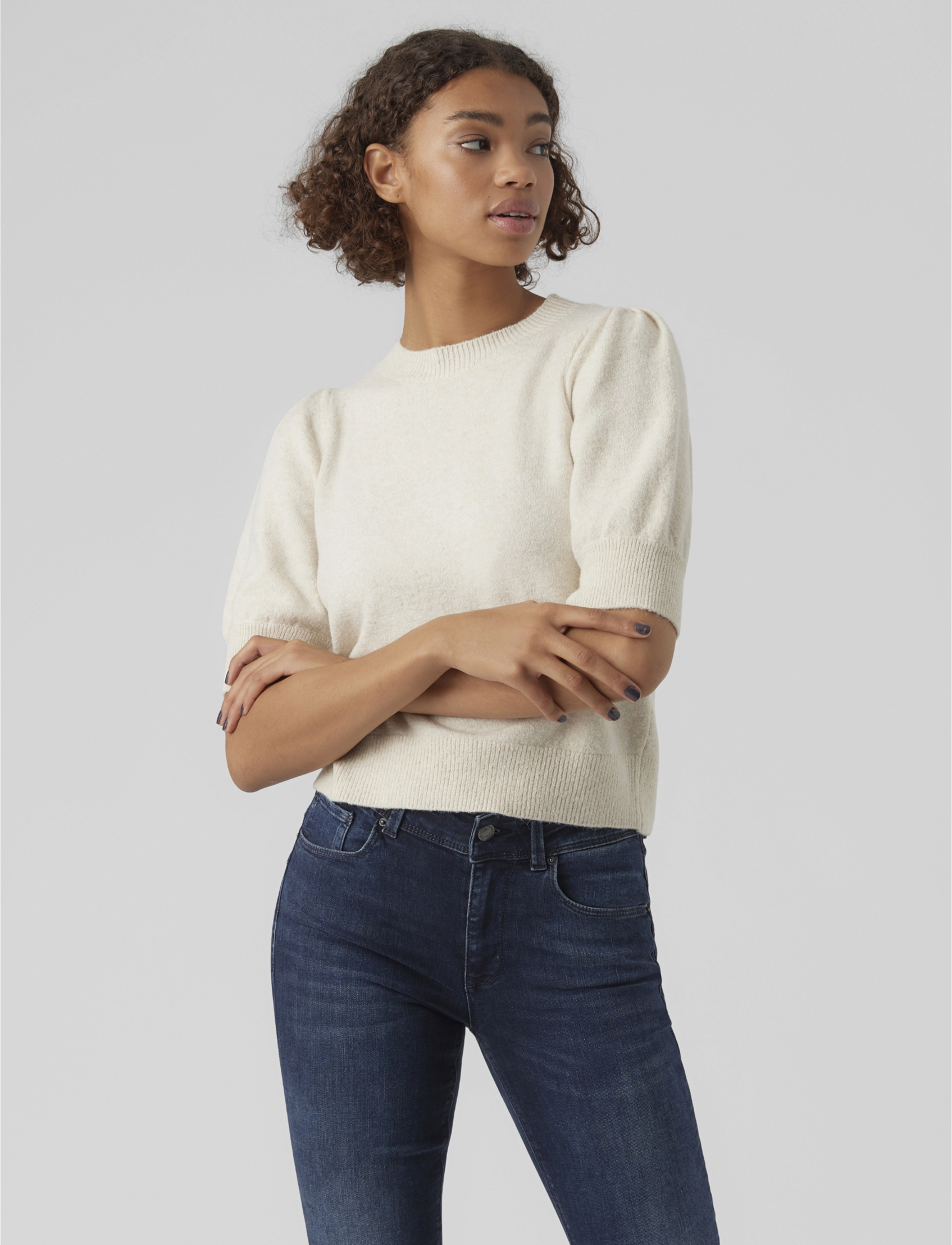 Vero Moda Vmdoffy 2/4 O-Neck Pullover Ga Noos, L, Grey, Strik > Trøjer, Dame