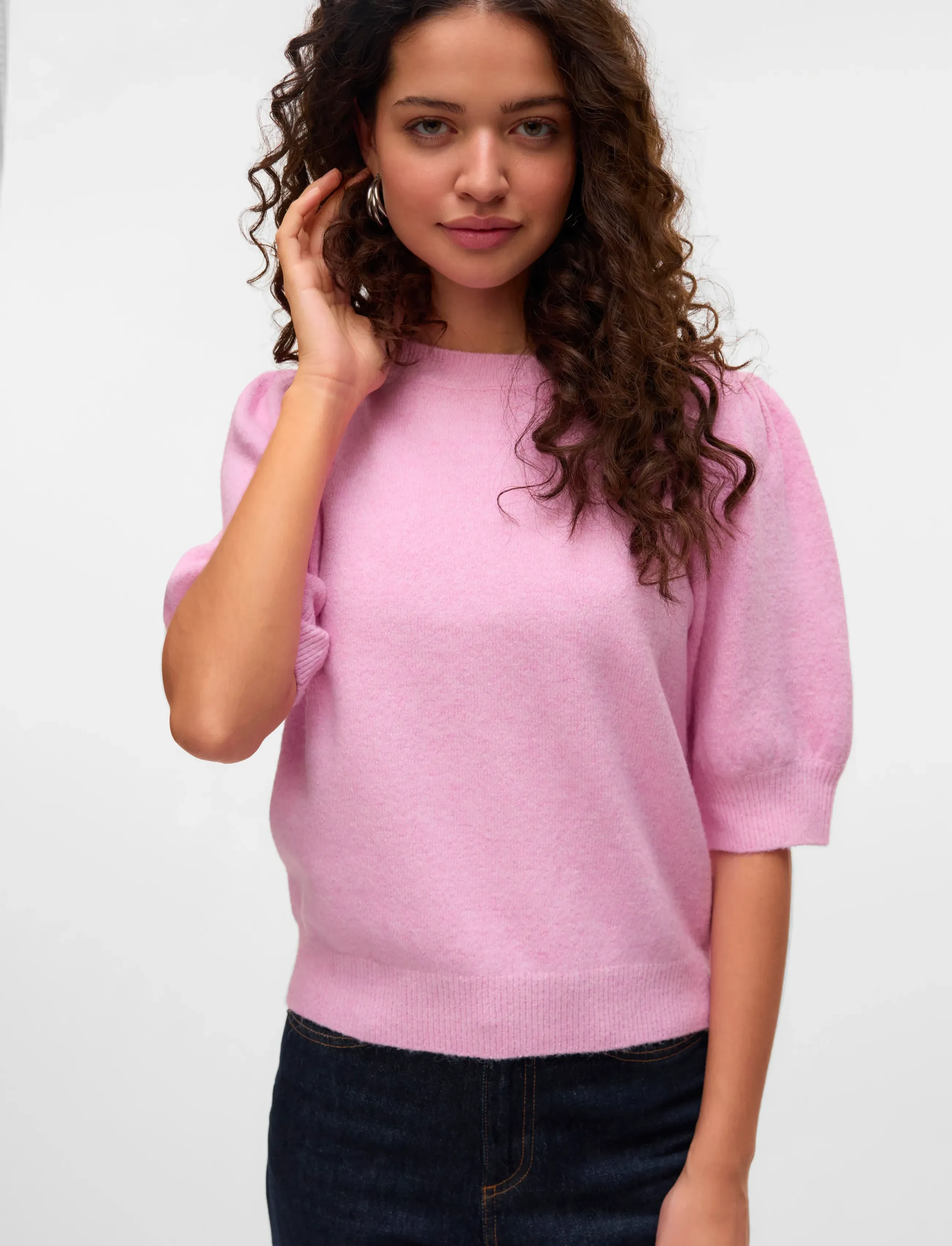 Vero Moda - VMDOFFY 2/4 O-NECK PULLOVER GA NOOS - stickade tröjor - bonbon - 3