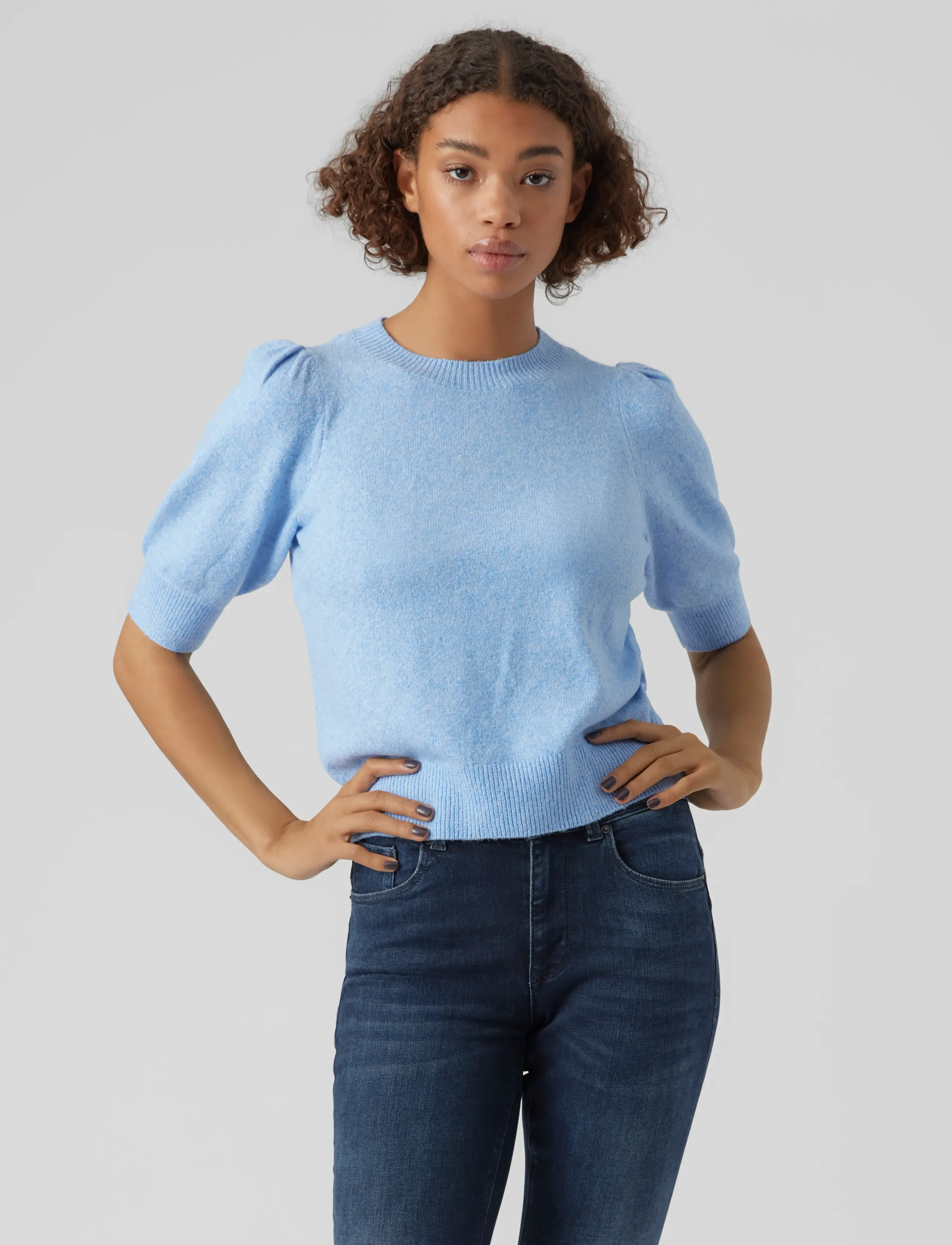 Vero Moda - VMDOFFY 2/4 O-NECK PULLOVER GA NOOS - sviitrid - little boy blue - 4