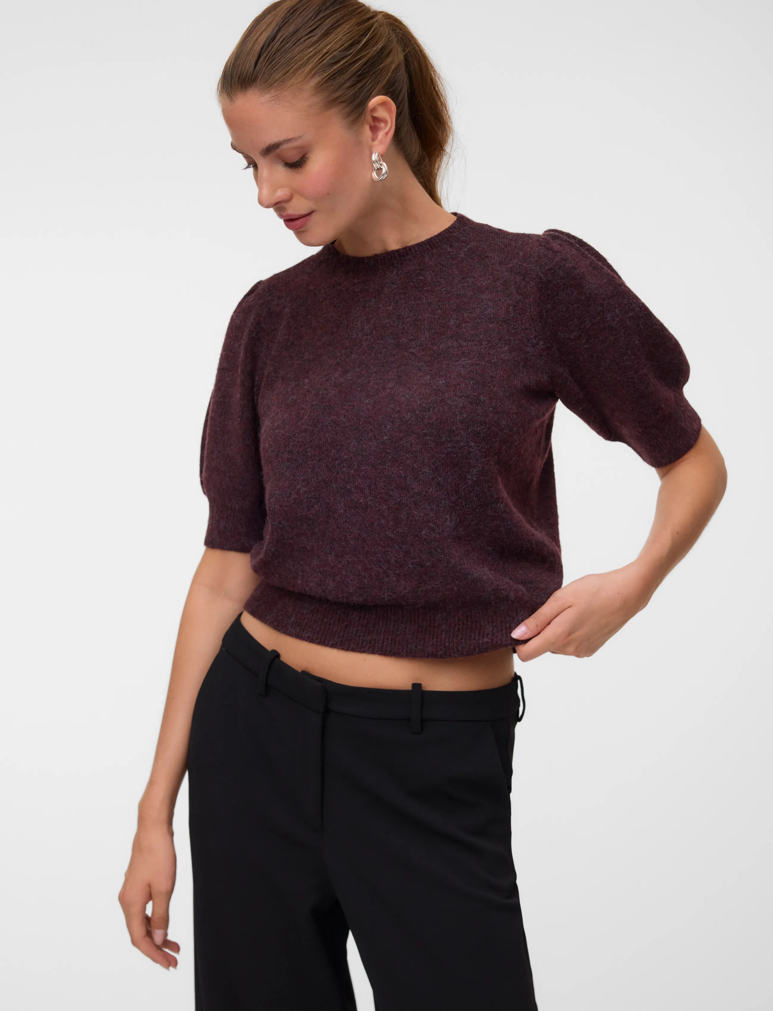 Vero Moda - VMDOFFY 2/4 O-NECK PULLOVER GA NOOS - kampsunid - windsor wine - 4