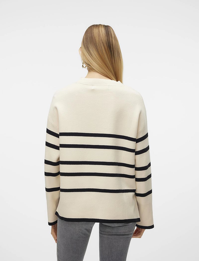 Vero Moda - VMSABA LS O-NECK STRIPE PULLOVER GA NOOS - stickade tröjor - birch - 3