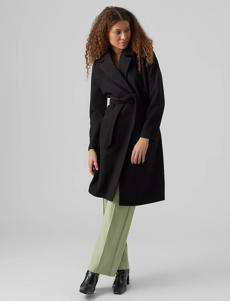 Vero Moda - VMFORTUNEAYA LONG COAT GA NOOS - uldfrakker - black - 5