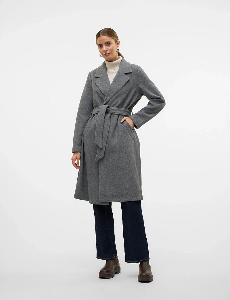 Vero Moda - VMFORTUNEAYA LONG COAT GA NOOS - vinterjakker - medium grey melange - 0