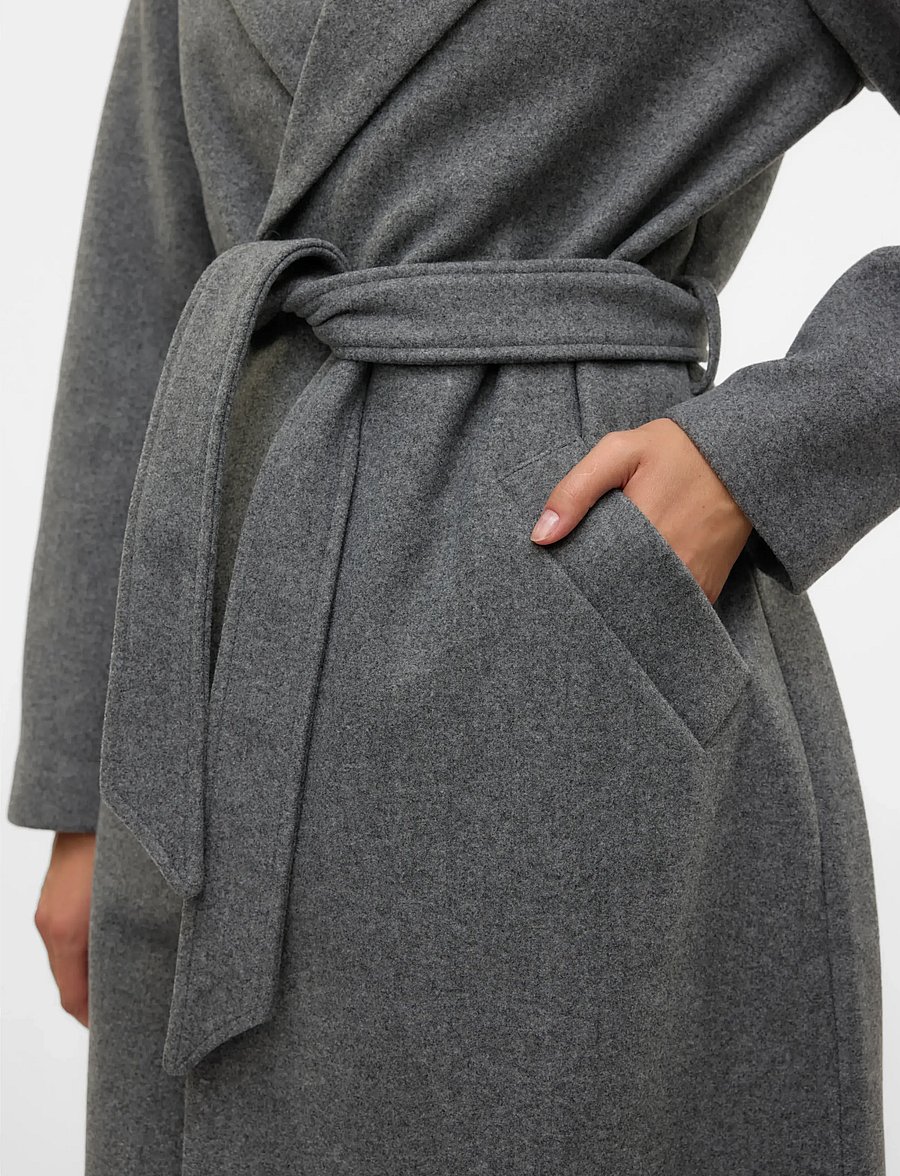 Vero Moda - VMFORTUNEAYA LONG COAT GA NOOS - vinterjackor - medium grey melange - 3