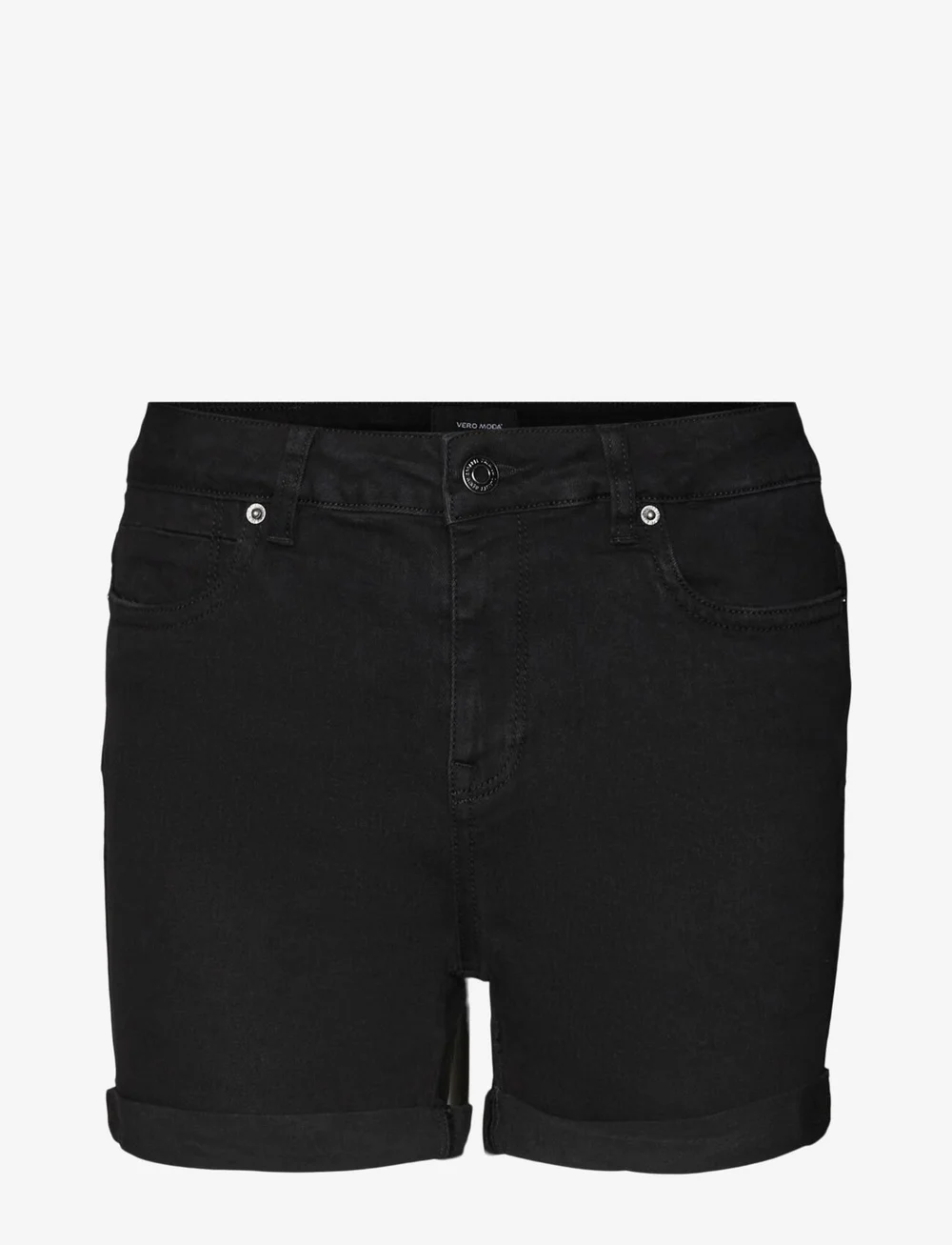 Vero Moda - VMLUNA MR FOLD SHORTS MIX GA NOOS - džinsiniai šortai - black - 1