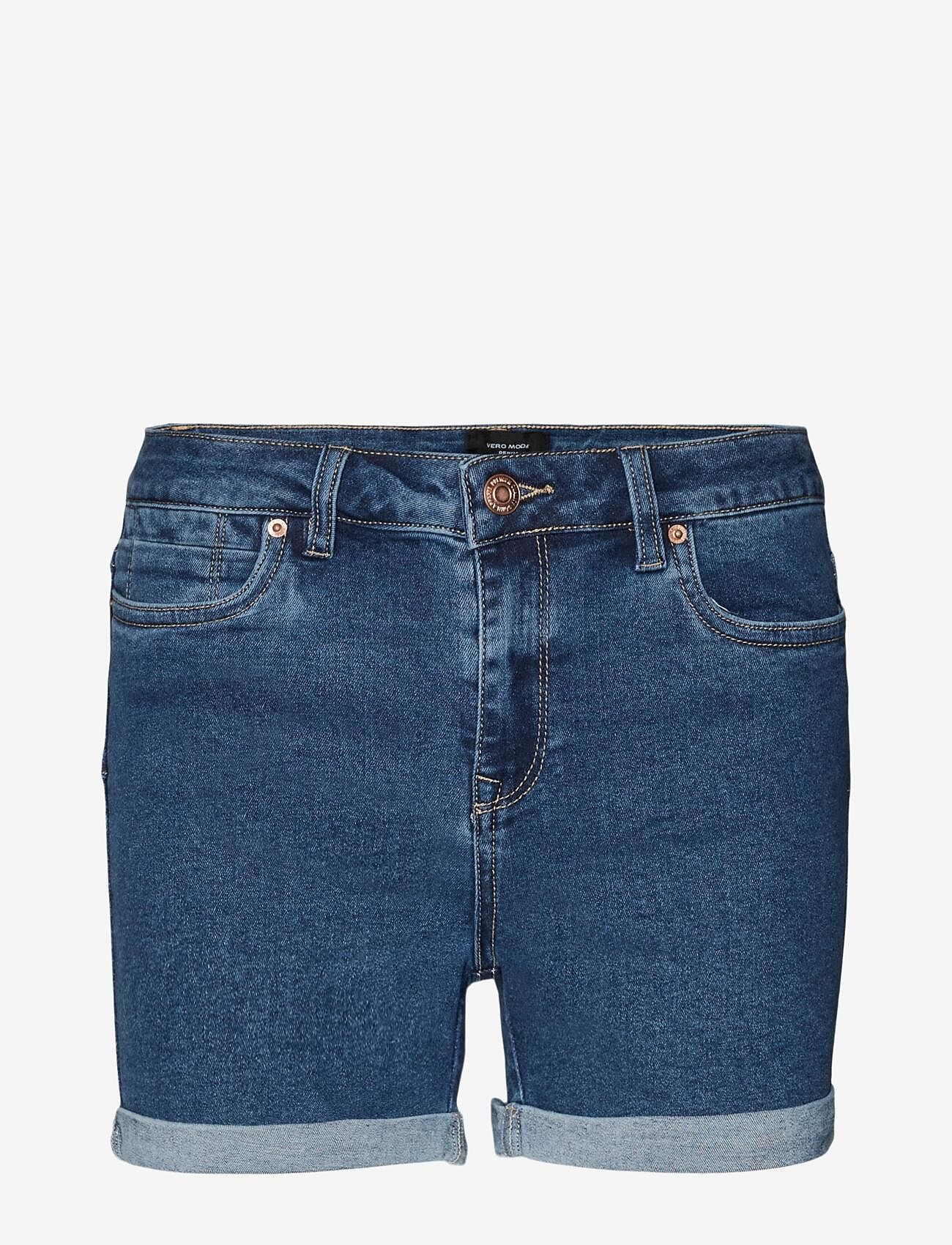 Vero Moda - VMLUNA MR FOLD SHORTS MIX GA NOOS - džinsa šorti - medium blue denim - 1