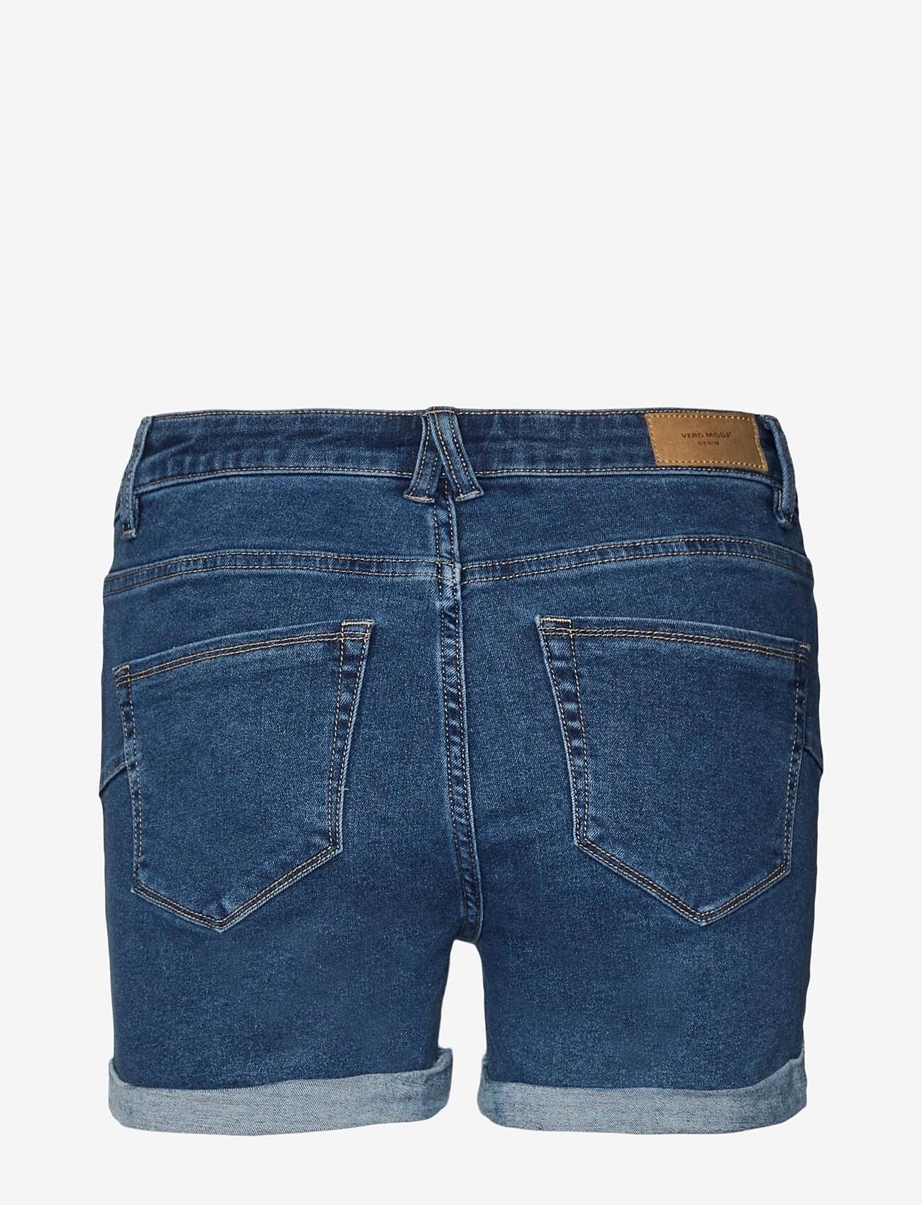 Vero Moda - VMLUNA MR FOLD SHORTS MIX GA NOOS - džinsa šorti - medium blue denim - 2
