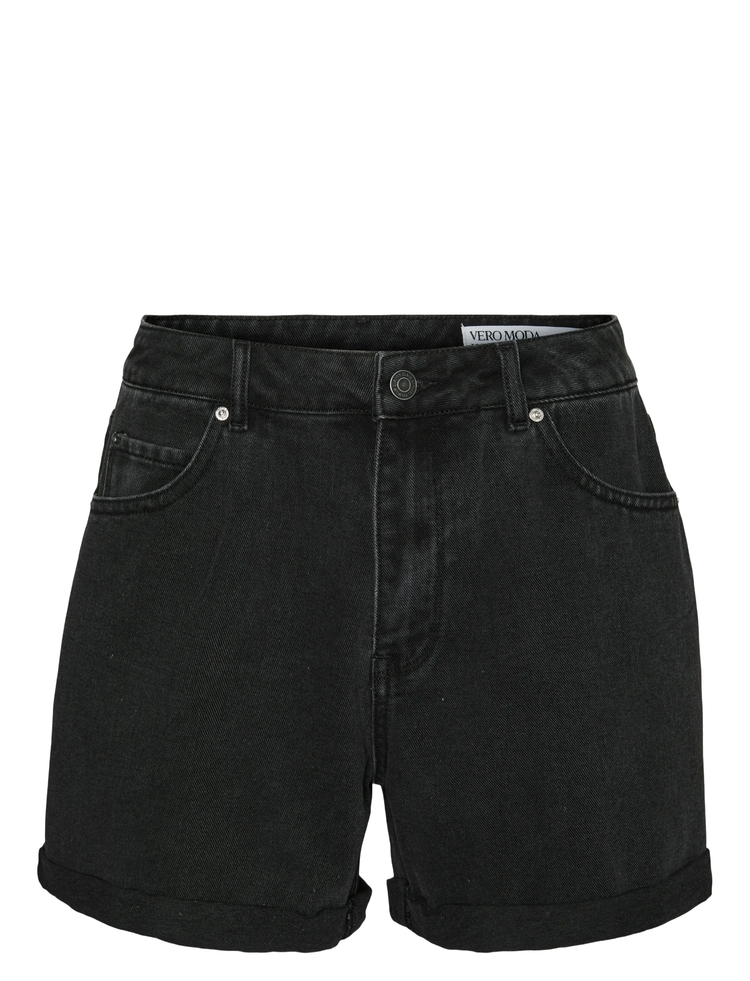Vero Moda VMZURI HR LOOSE DENIM SHORTS MIX GA NOOS - Shorts - BLACK DENIM / black