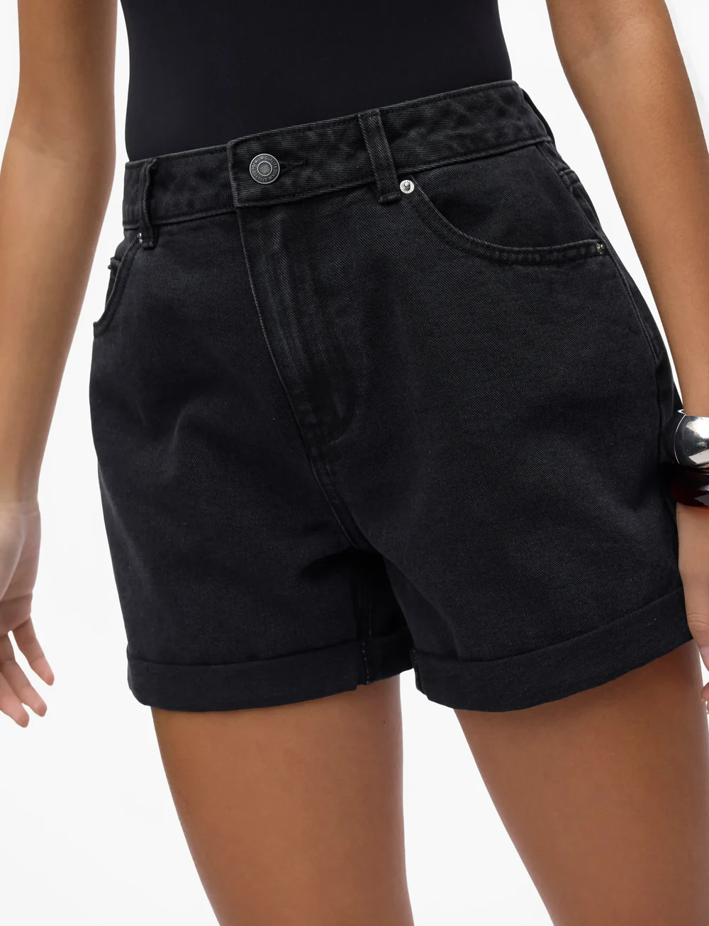 Vero Moda - VMZURI HR LOOSE DENIM SHORTS MIX GA NOOS - jorts - black denim - 5