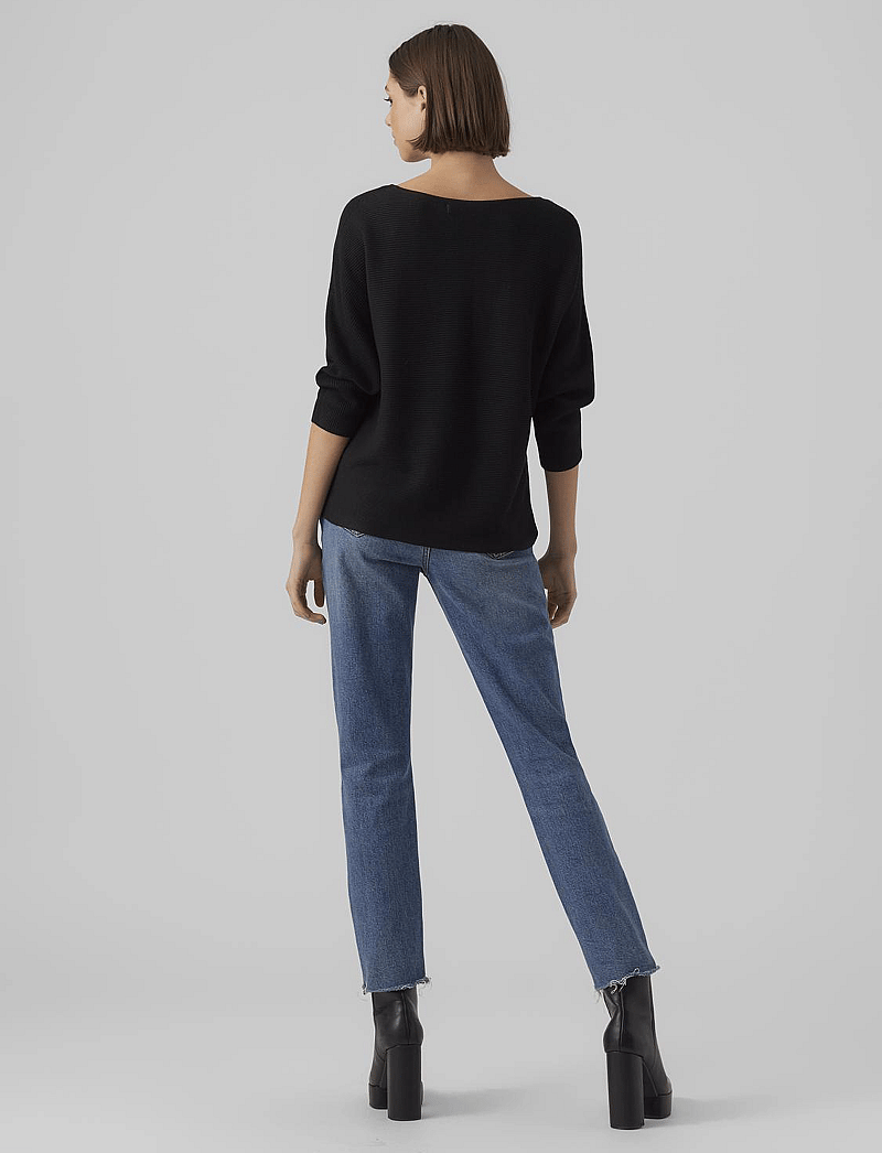 Vero Moda - VMNORA 3/4 BOATNECK BLOUSE NOOS - langærmede bluser - black - 3