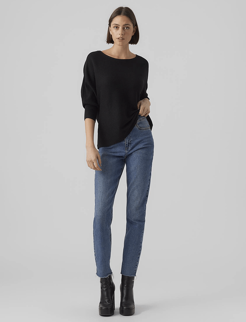 Vero Moda - VMNORA 3/4 BOATNECK BLOUSE NOOS - langærmede bluser - black - 4