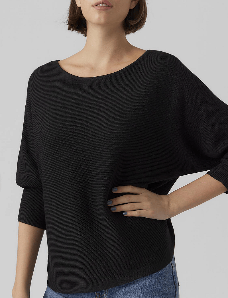 Vero Moda - VMNORA 3/4 BOATNECK BLOUSE NOOS - langærmede bluser - black - 5