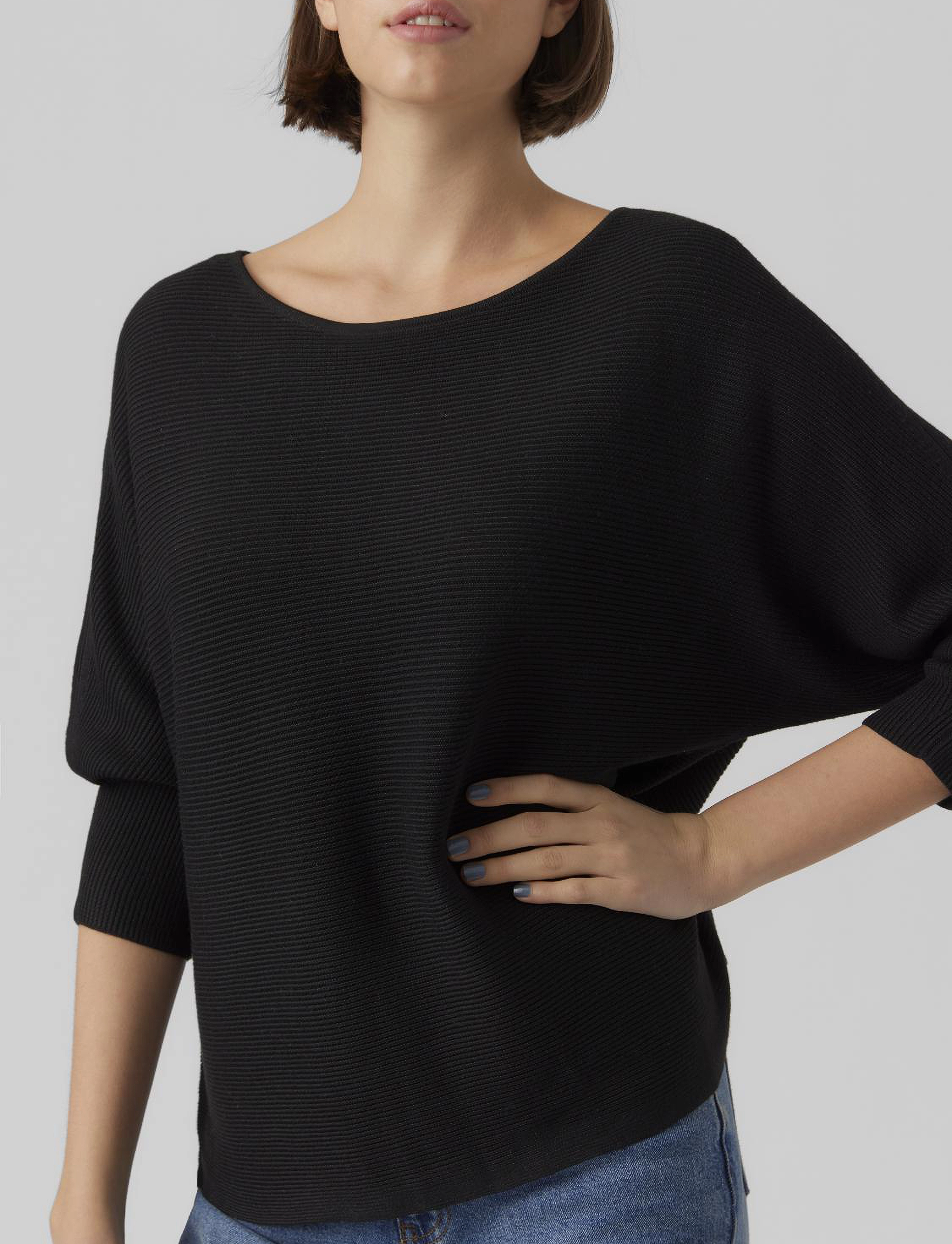 Vero Moda - VMNORA 3/4 BOATNECK BLOUSE NOOS - palaidinės ilgomis rankovėmis - black - 5