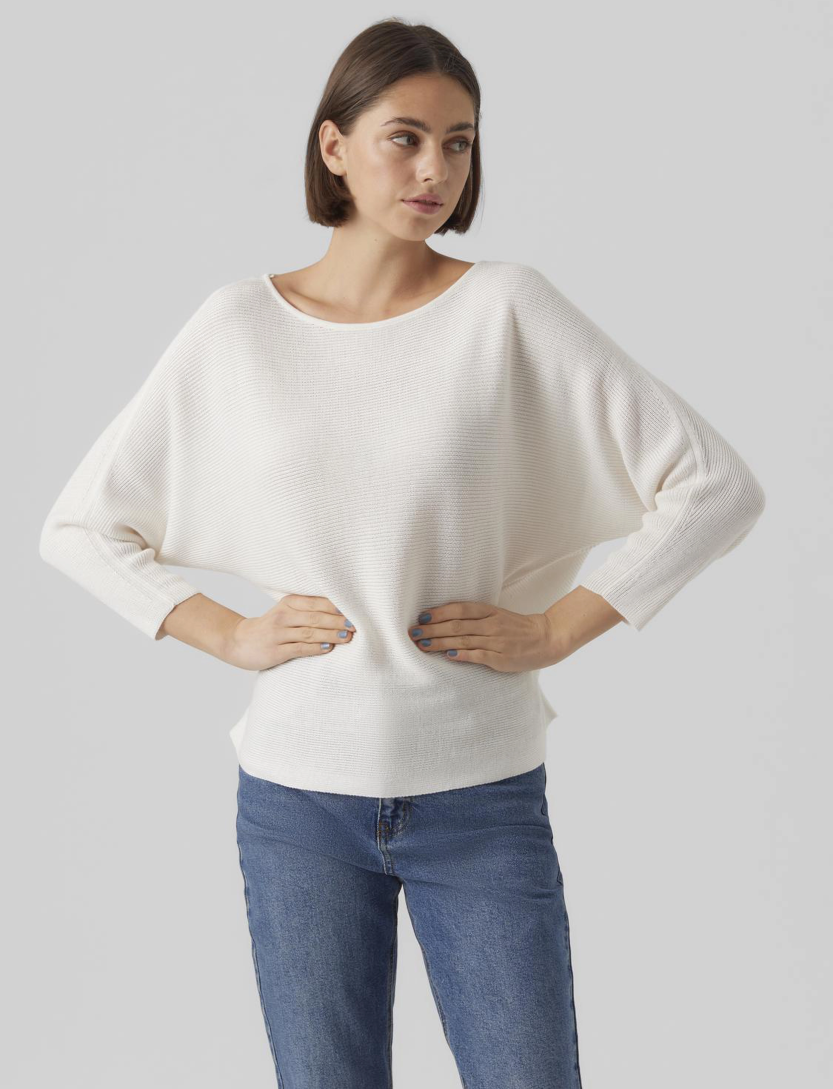 Vero Moda VMNORA 3/4 BOATNECK BLOUSE  NOOS - Blusen - SNOW WHITE / white