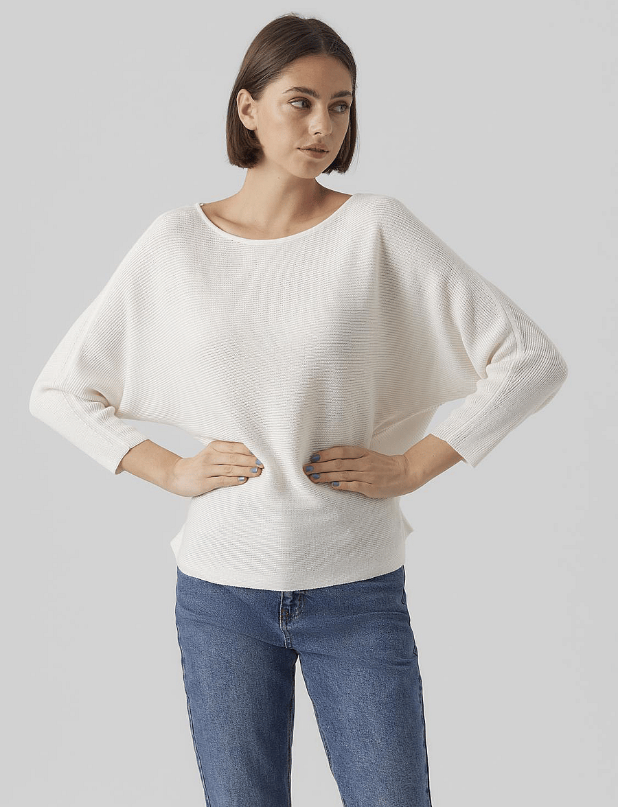 Vero Moda - VMNORA 3/4 BOATNECK BLOUSE NOOS - langärmelige blusen - snow white - 0