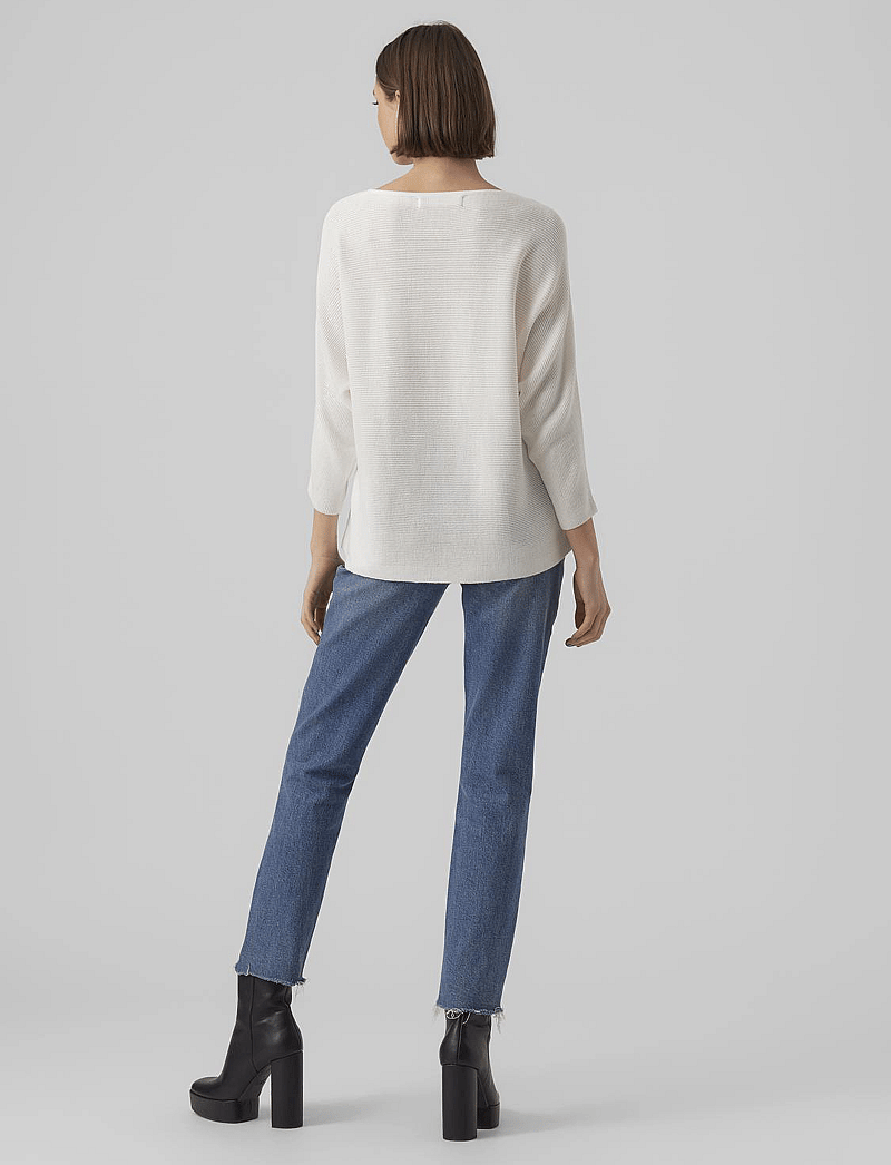 Vero Moda - VMNORA 3/4 BOATNECK BLOUSE NOOS - långärmade blusar - snow white - 3
