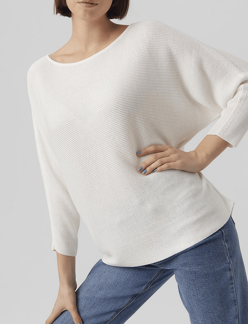 Vero Moda - VMNORA 3/4 BOATNECK BLOUSE NOOS - långärmade blusar - snow white - 4