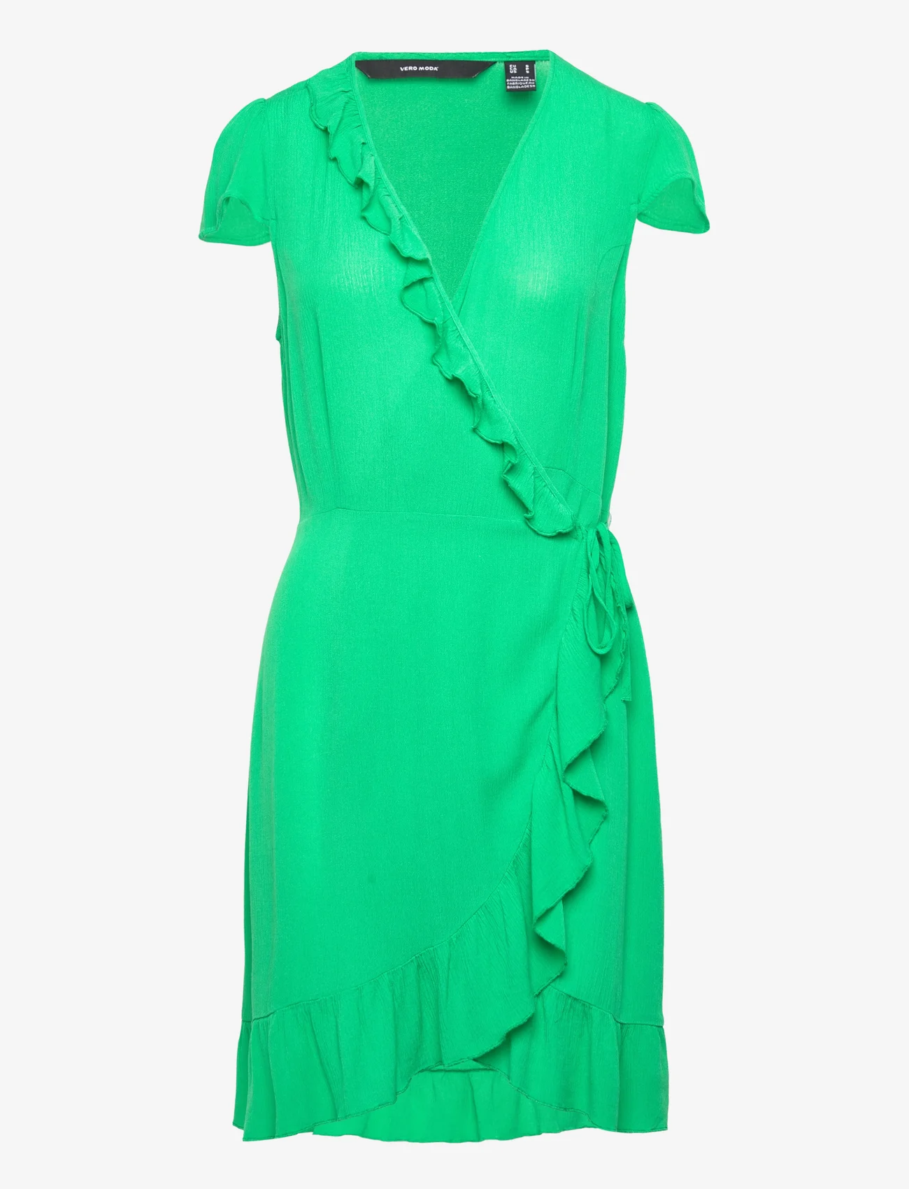 Vero Moda - VMMENNY SHORT C/S  WRAP DRESS WVN GA - festklær til outlet-priser - bright green - 0
