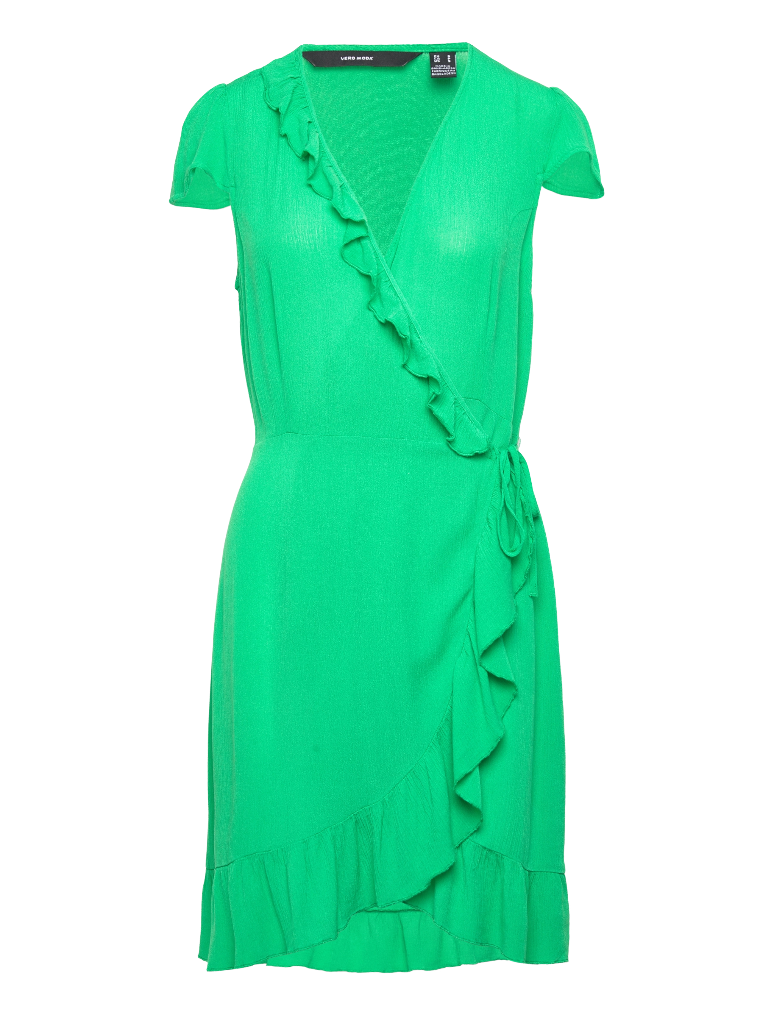Vero Moda VMMENNY SHORT C/S  WRAP DRESS WVN GA - Kjoler - BRIGHT GREEN / green