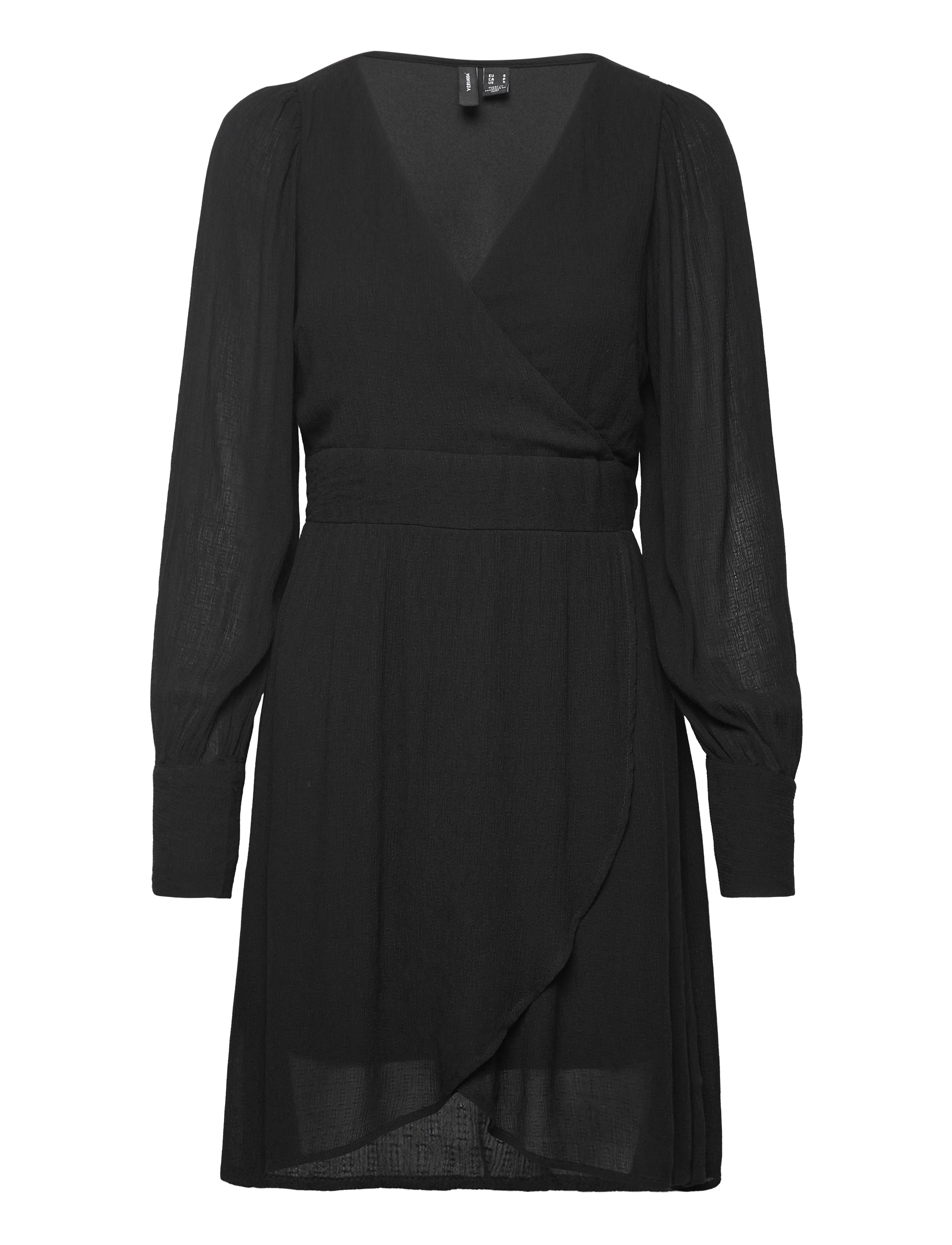 Vero Moda VMPOLLIANA LS SHORT DRESS WVN - Kleider - BLACK / black