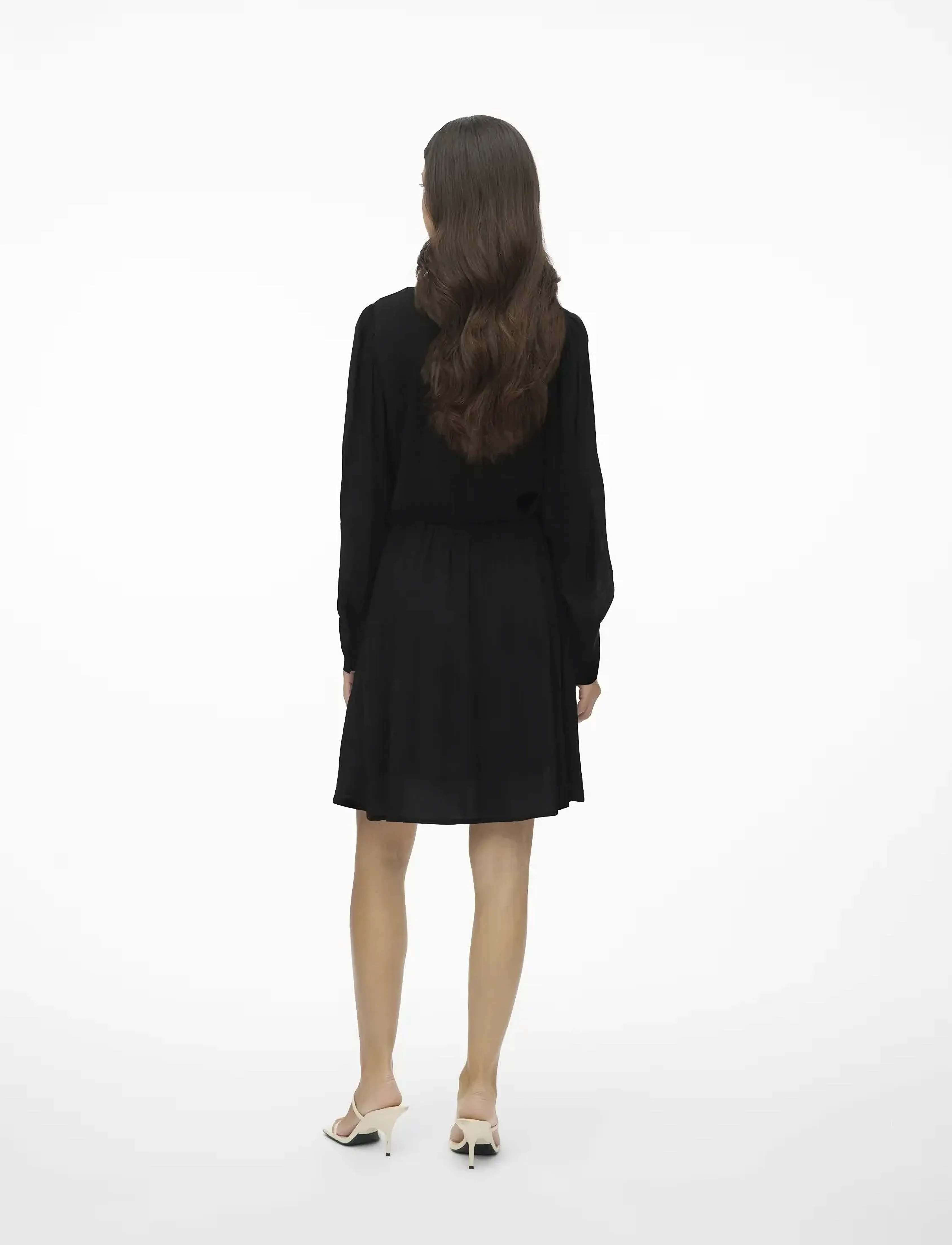 Vero Moda - VMPOLLIANA LS SHORT DRESS WVN - laveste priser - black - 3
