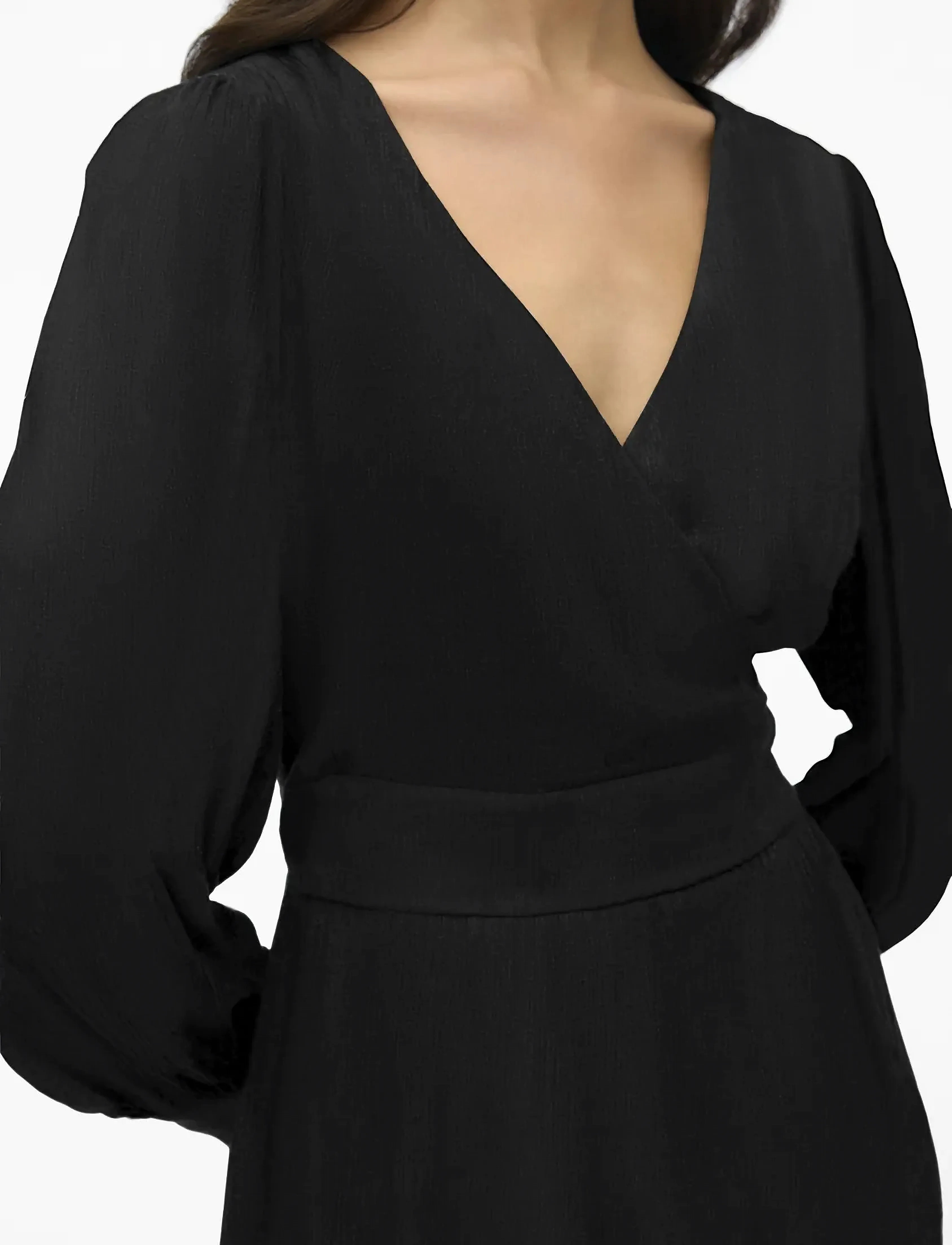 Vero Moda - VMPOLLIANA LS SHORT DRESS WVN - laveste priser - black - 4