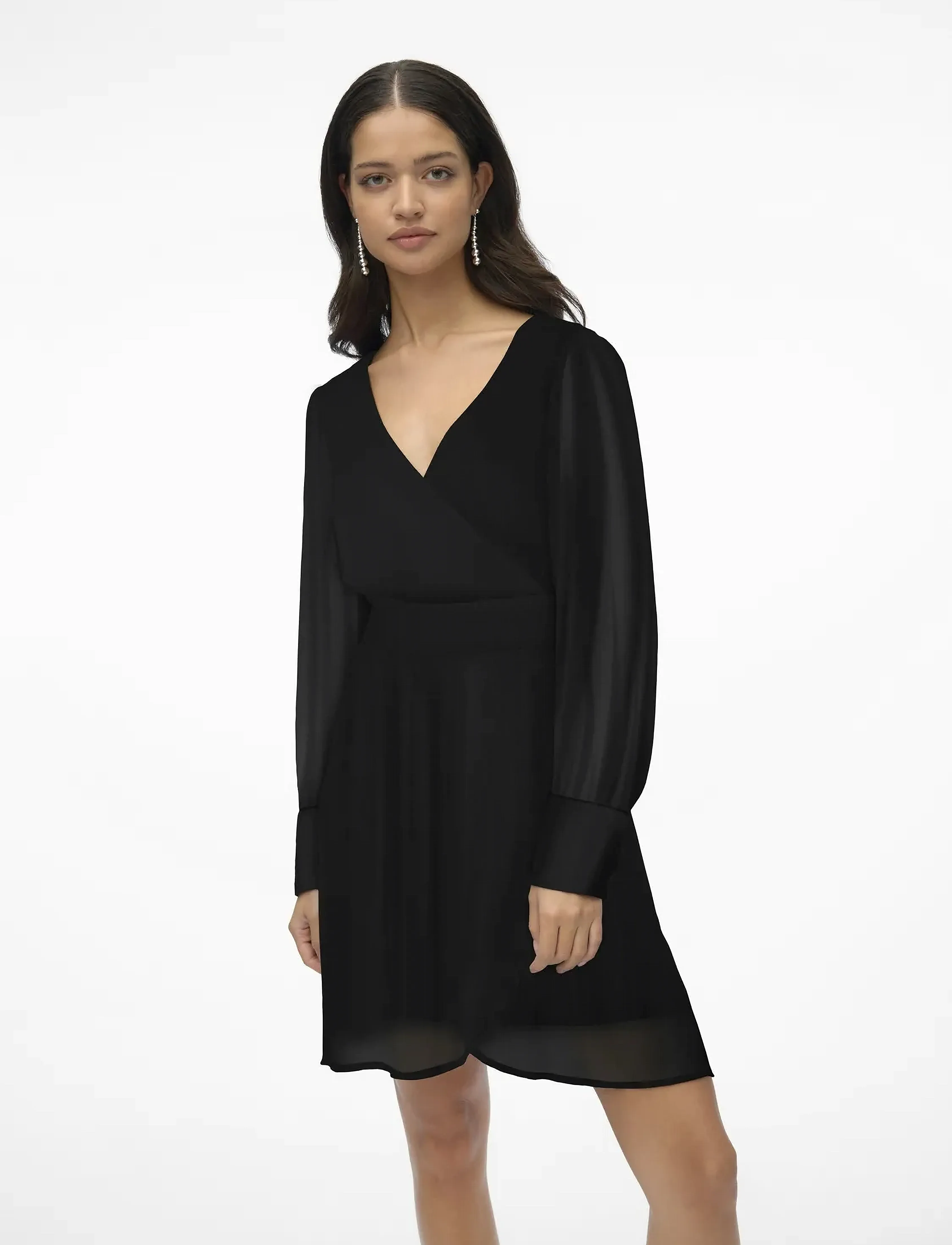 Vero Moda - VMPOLLIANA LS SHORT DRESS WVN - laveste priser - black - 5