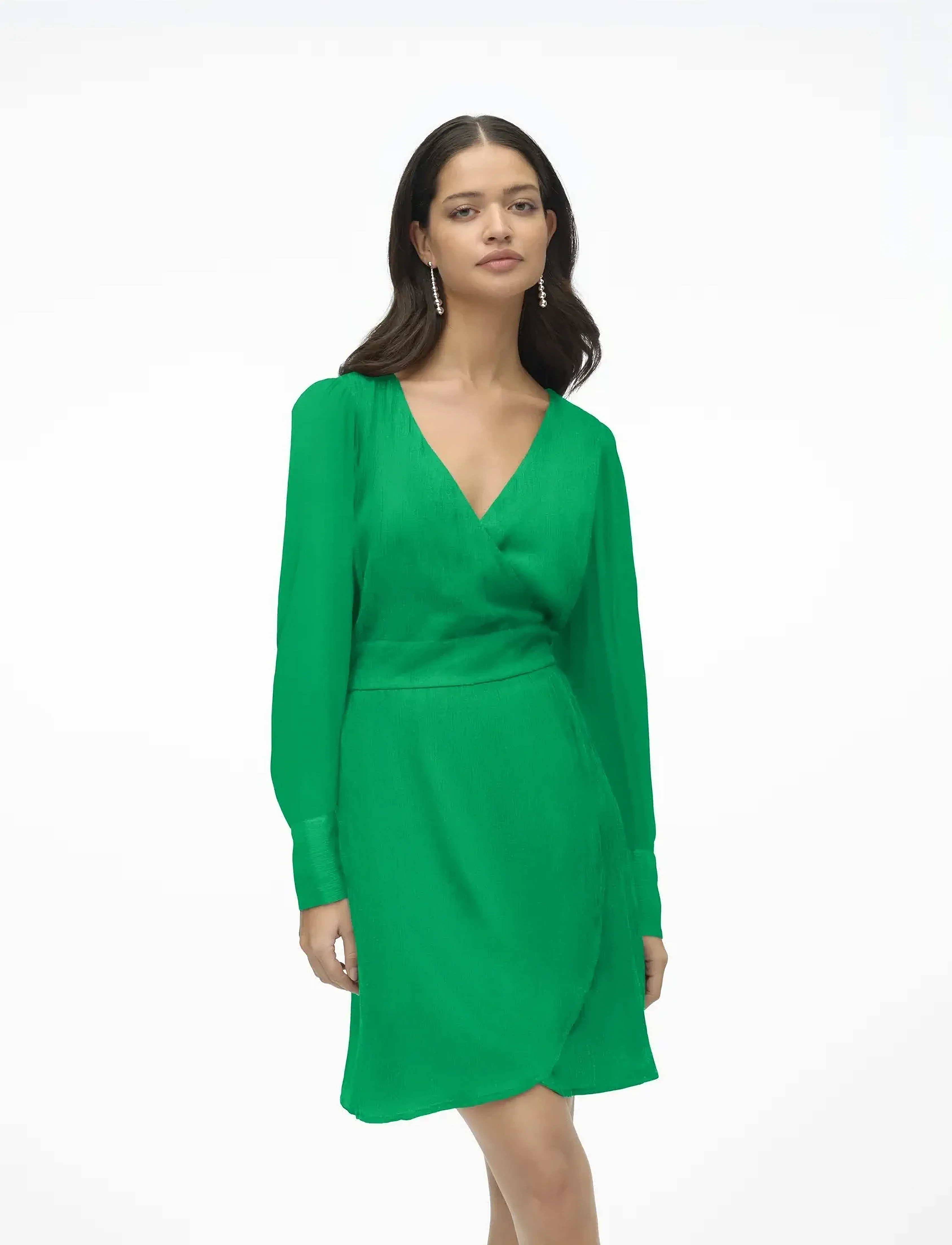 Vero Moda VMPOLLIANA LS SHORT DRESS WVN - Korte jurken - BRIGHT GREEN / green