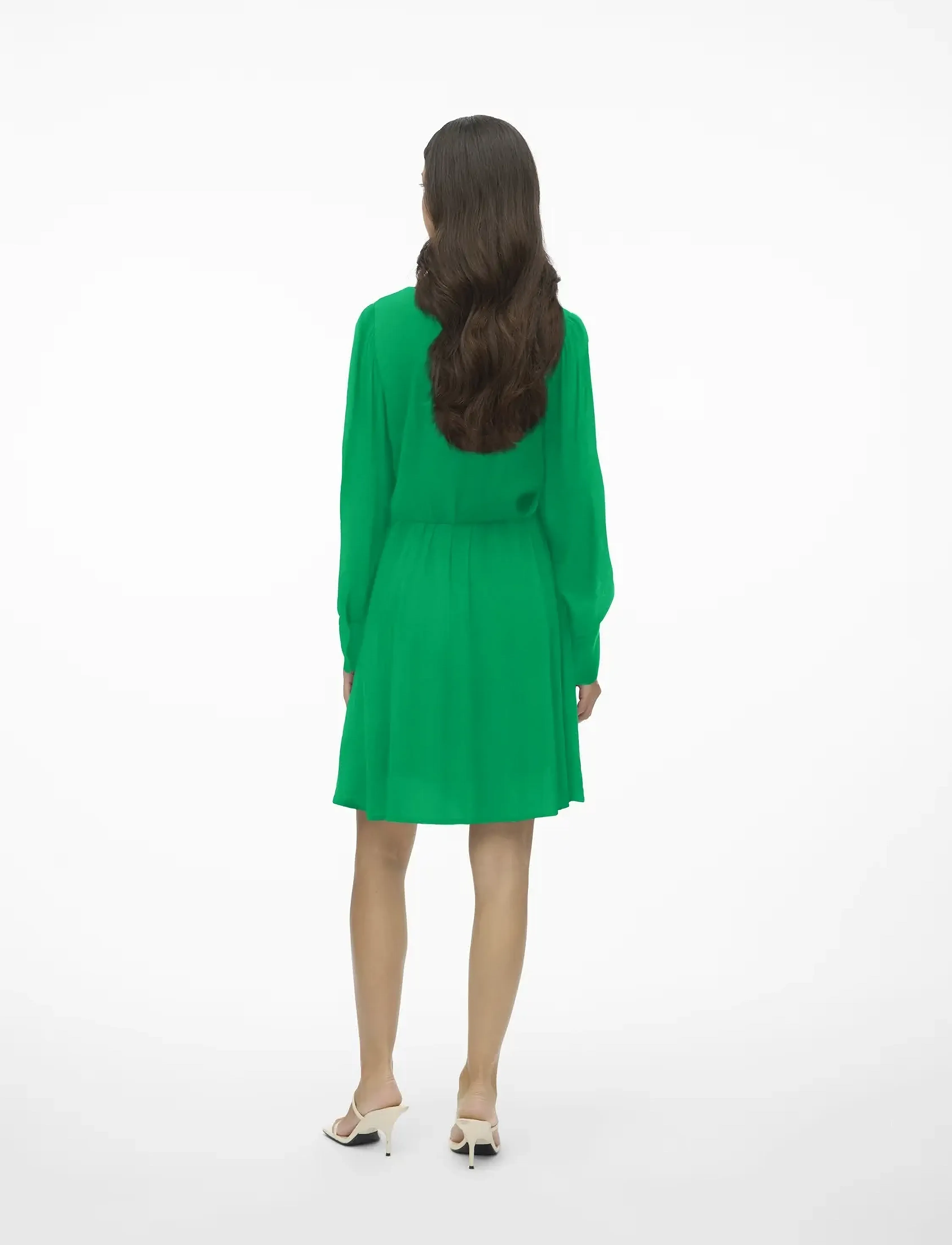 Vero Moda - VMPOLLIANA LS SHORT DRESS WVN - laveste priser - bright green - 2