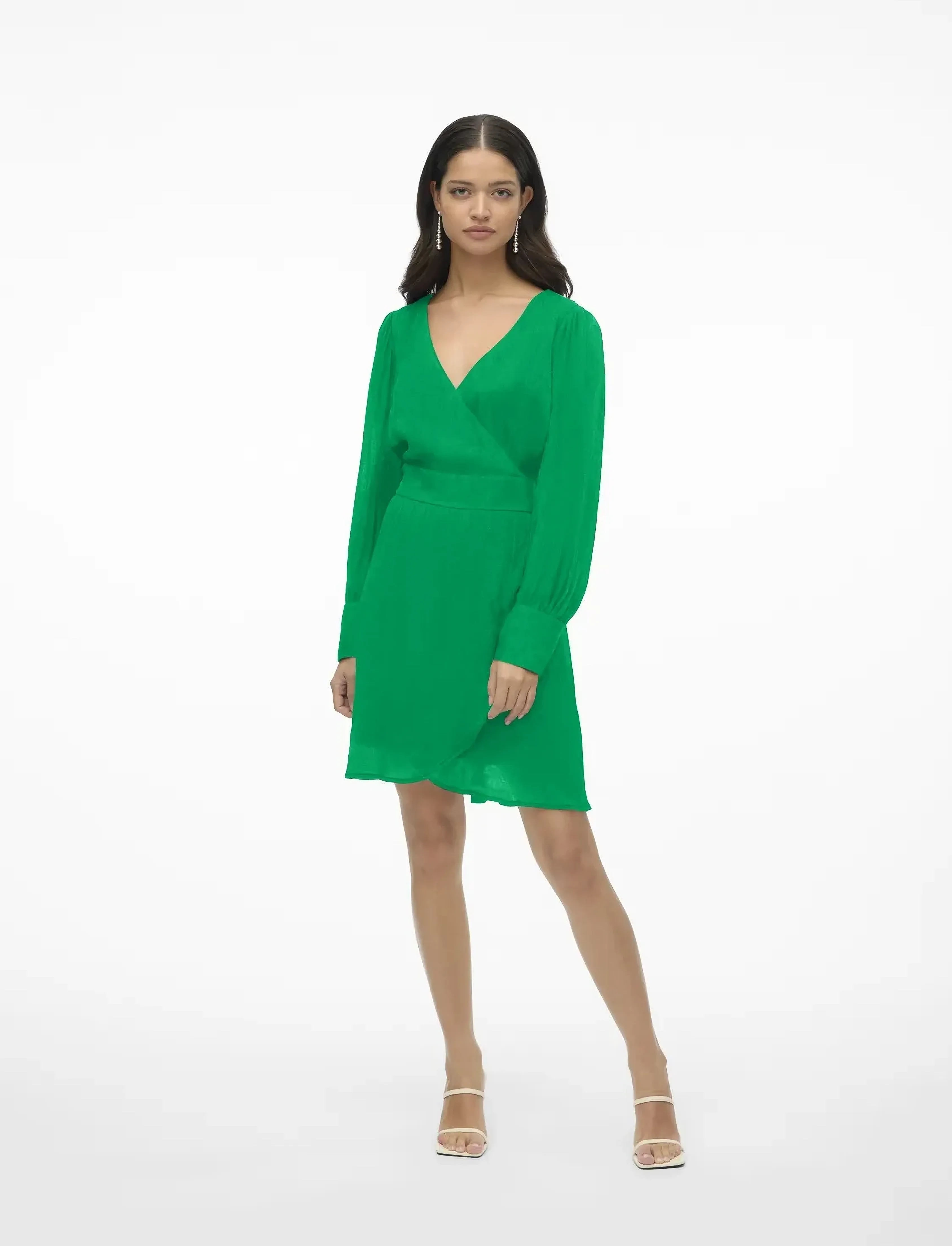 Vero Moda - VMPOLLIANA LS SHORT DRESS WVN - laveste priser - bright green - 3