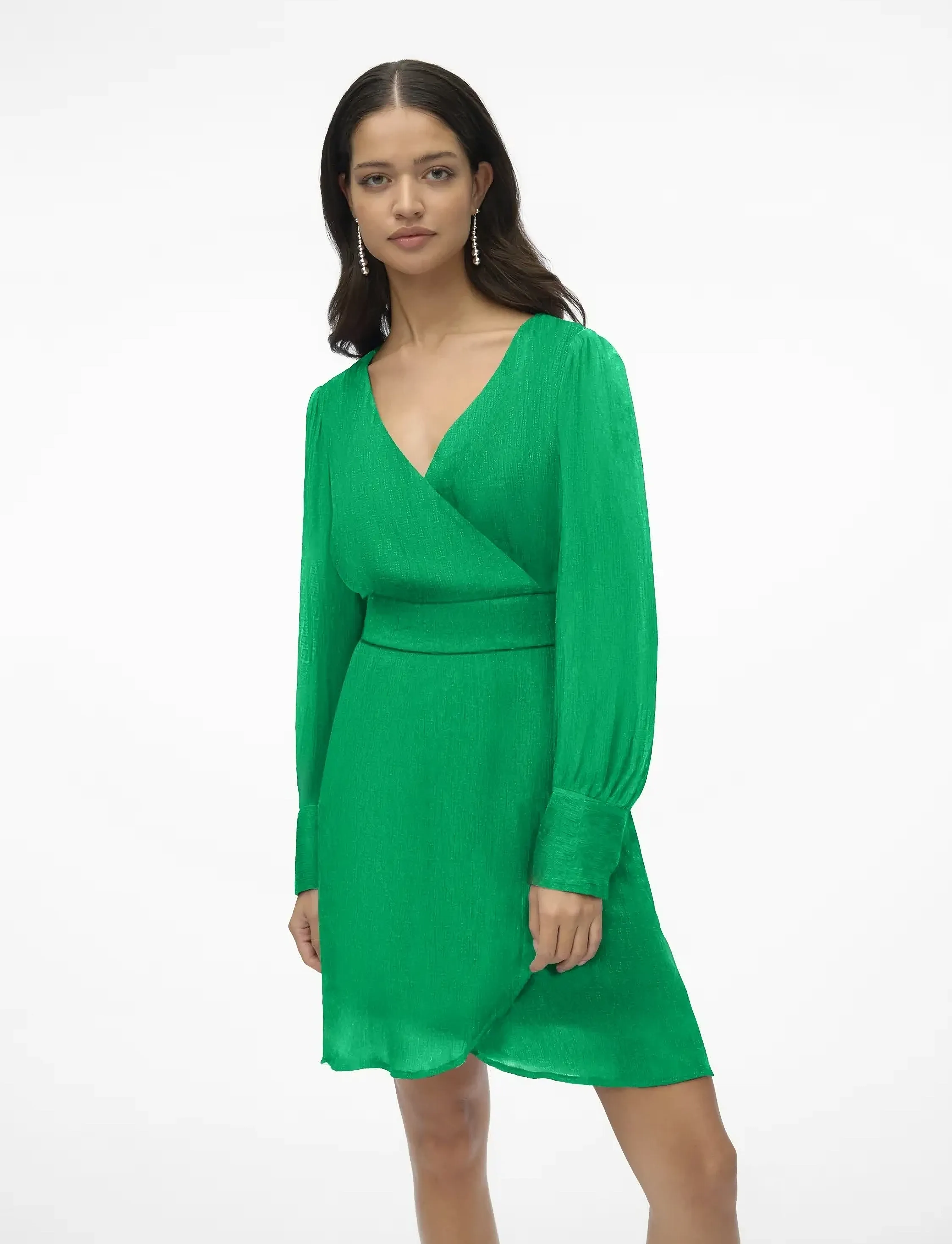 Vero Moda - VMPOLLIANA LS SHORT DRESS WVN - laveste priser - bright green - 4