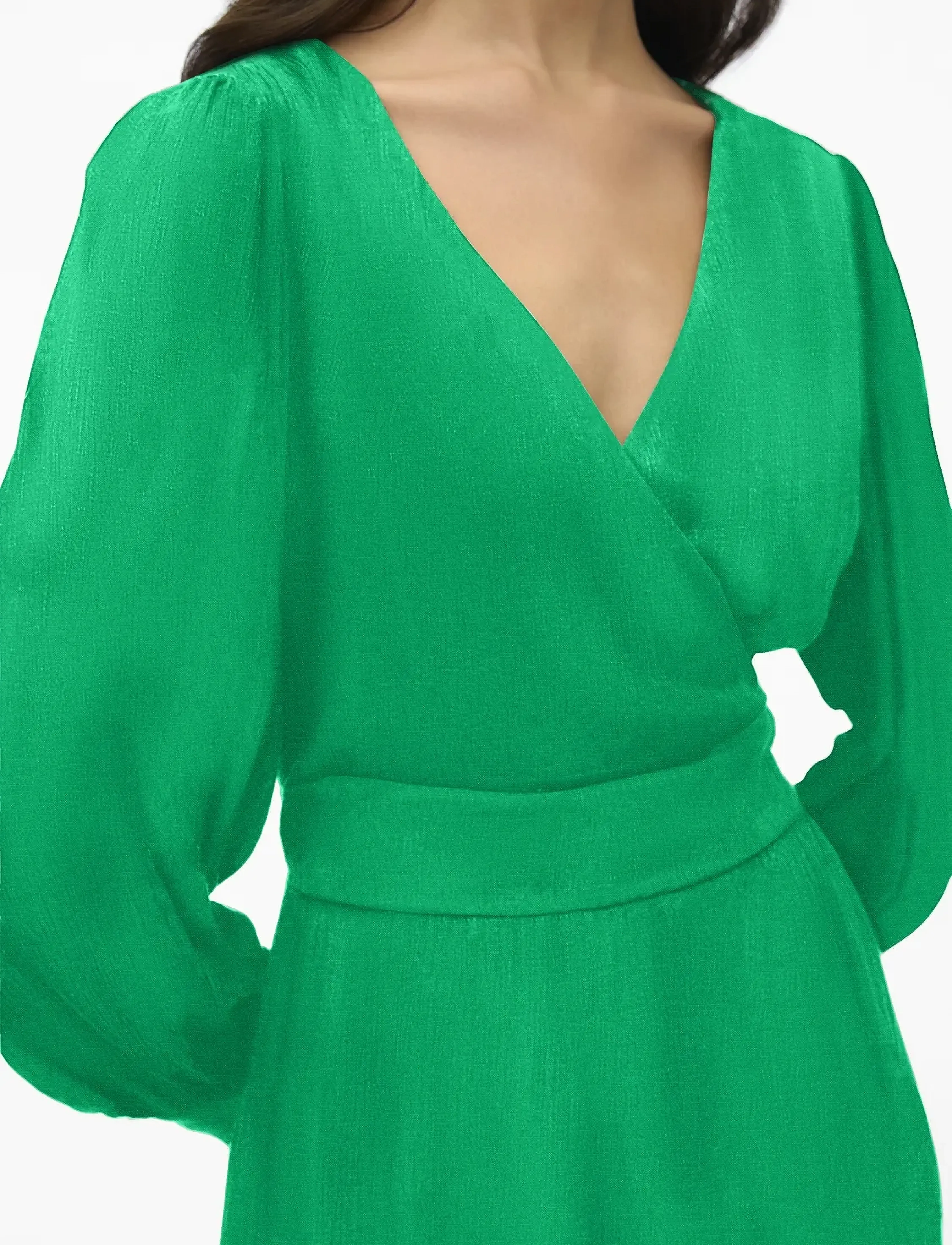 Vero Moda - VMPOLLIANA LS SHORT DRESS WVN - laveste priser - bright green - 5