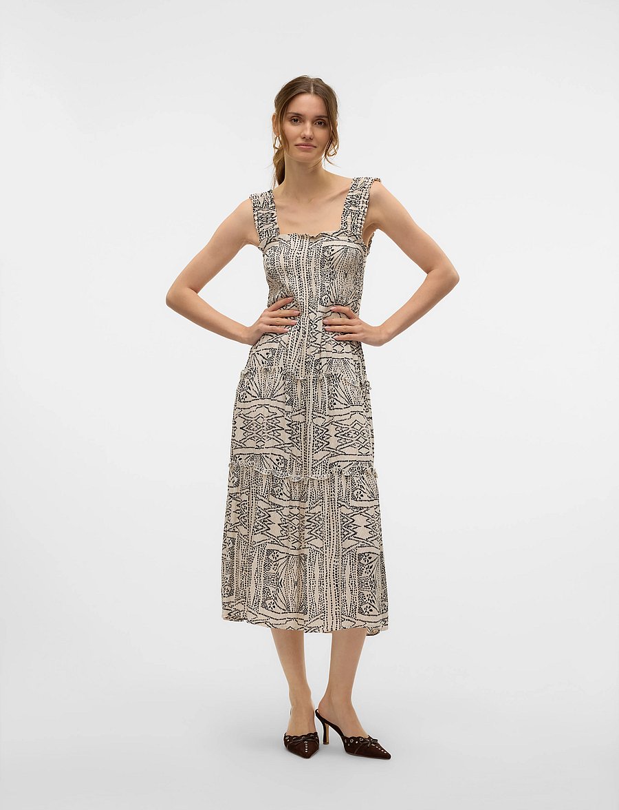 Vero Moda - VMMENNY SL SMOCK CALF DRESS WVN GA - midikleider - oatmeal - 0