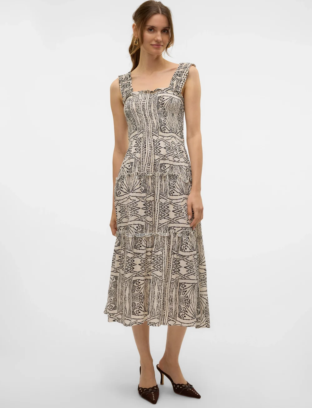 Vero Moda - VMMENNY SL SMOCK CALF DRESS WVN GA - midi kjoler - oatmeal - 3